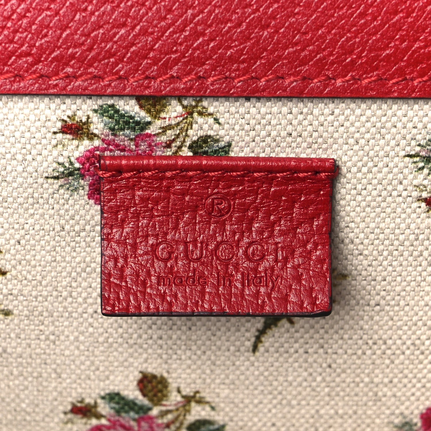 Calfskin Web Floral Embroidered Small Dionysus Shoulder Bag Hibiscus Red