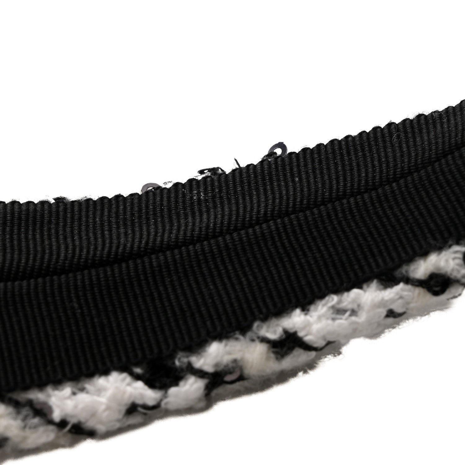 Tweed Sequin Headband White Black