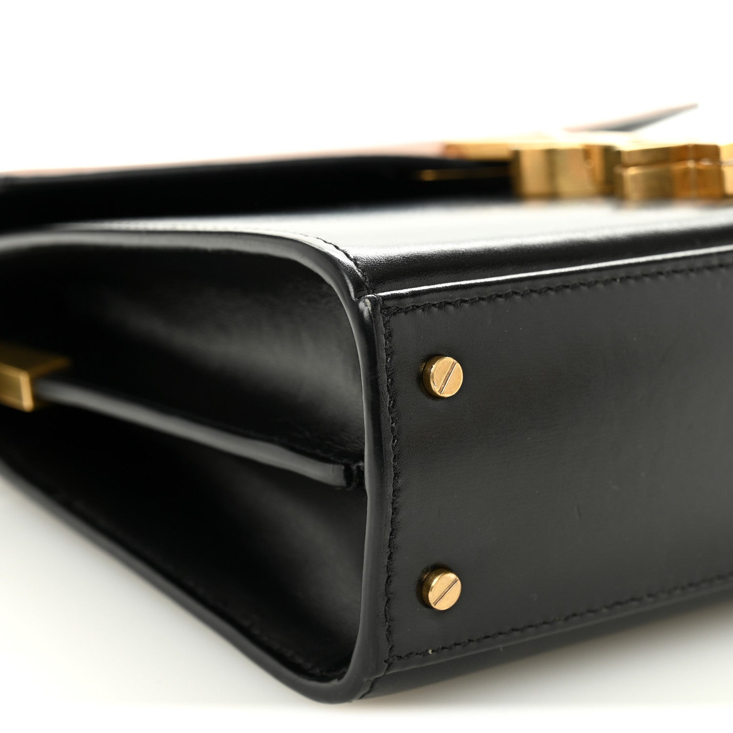 Calfskin Mini Classic Monogram Cassandra Top Handle Black Tan