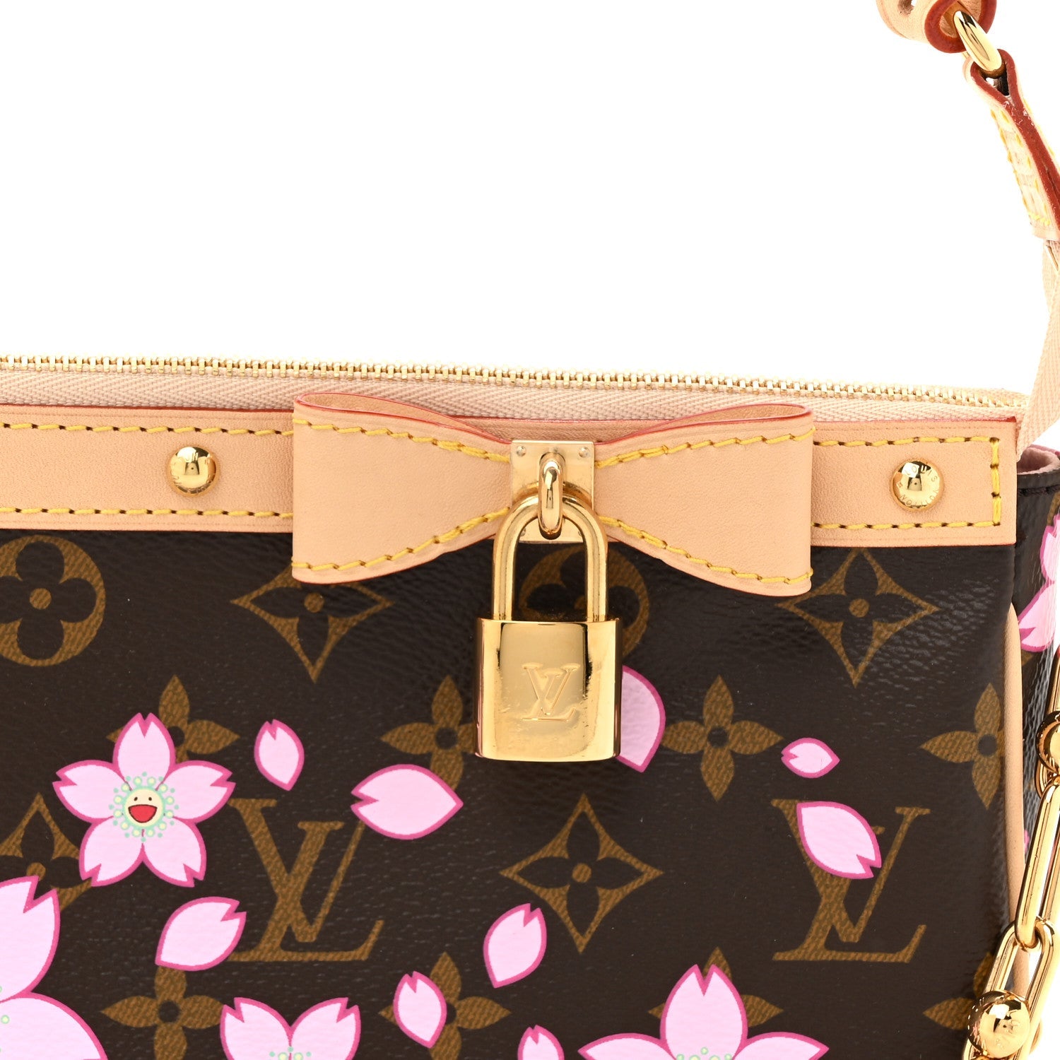 LV X TM Monogram Cherry Blossom Pochette Accessories Sakura Brown