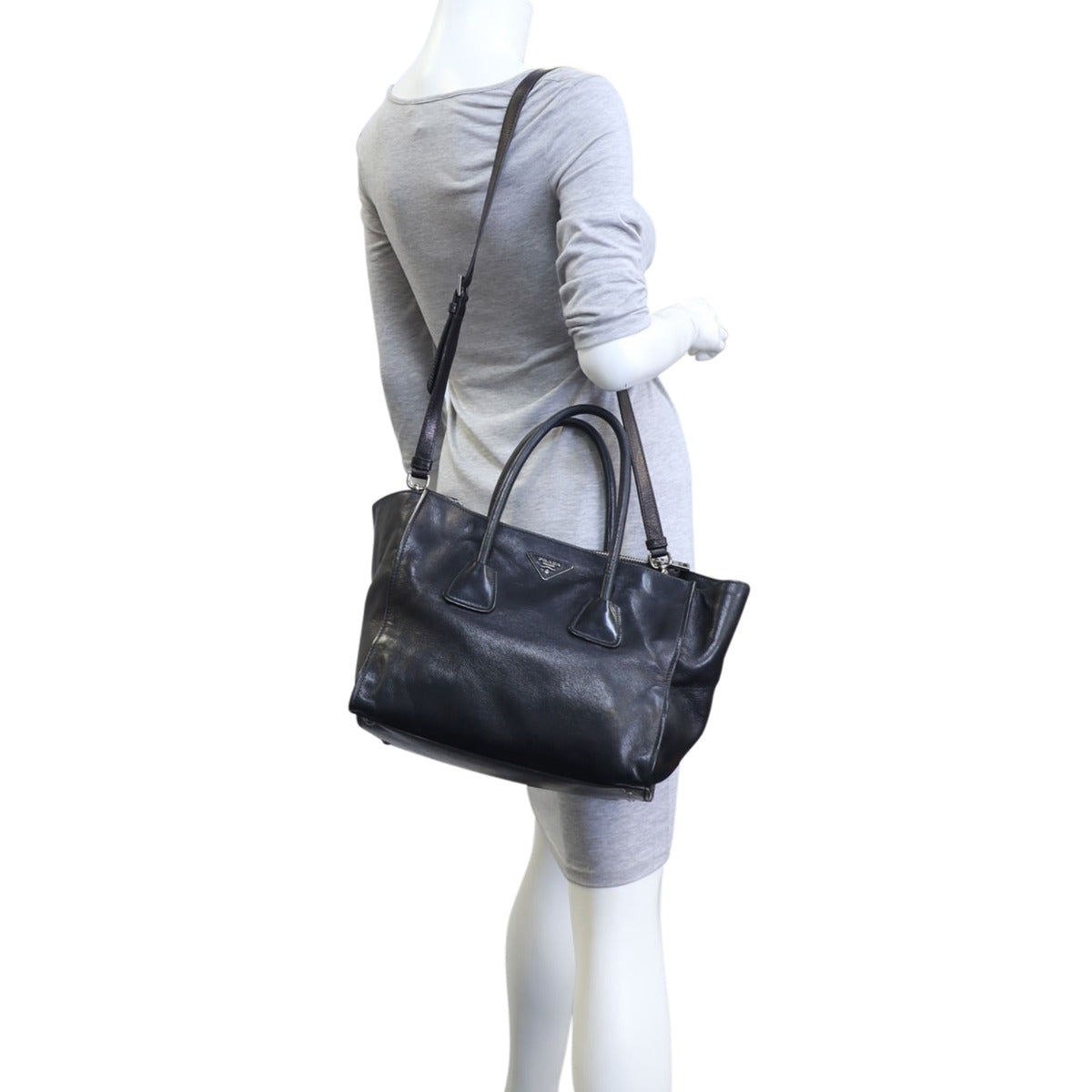 Prada Twin Pocket Glace Calfskin Tote