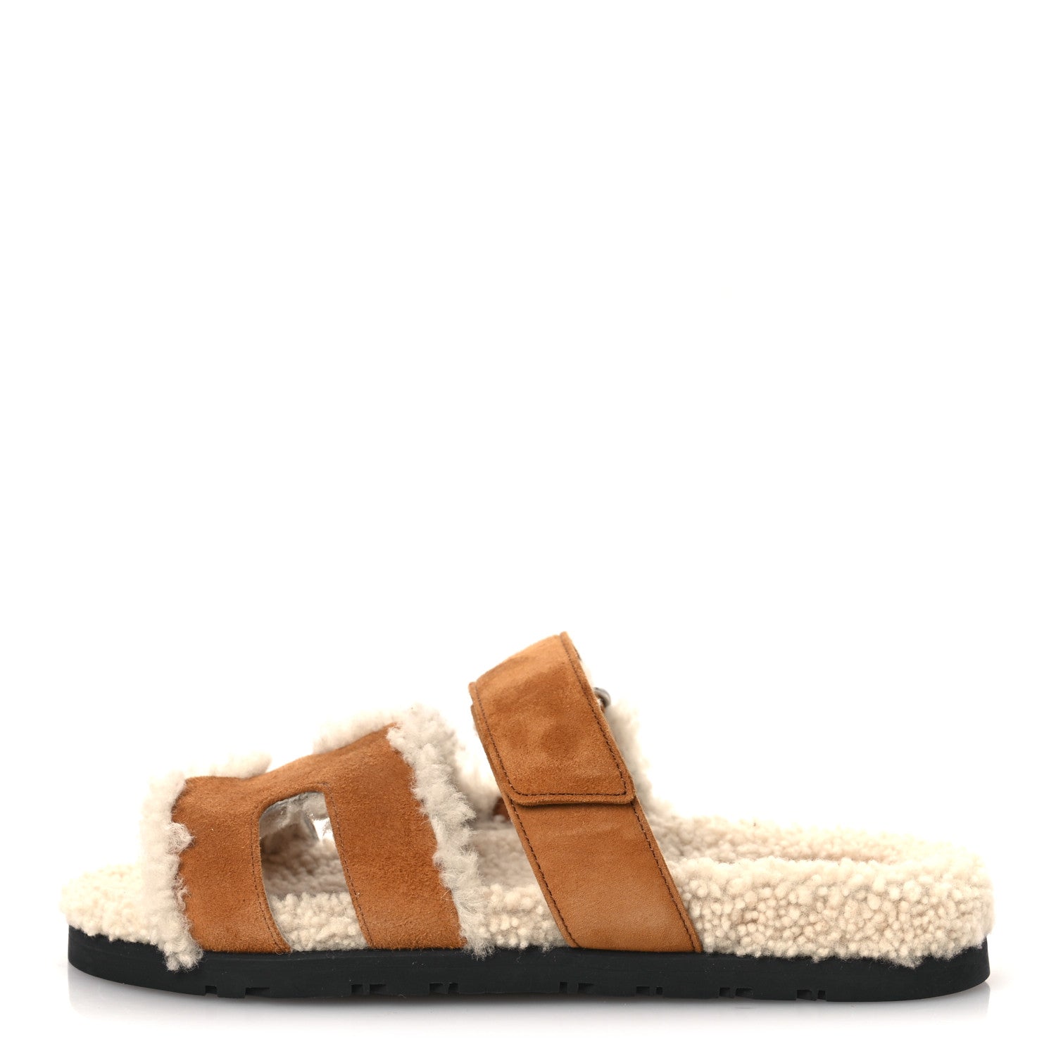 Suede Goatskin Woolskin Womens Chypre Sandals 37 Brun Fume Ecru