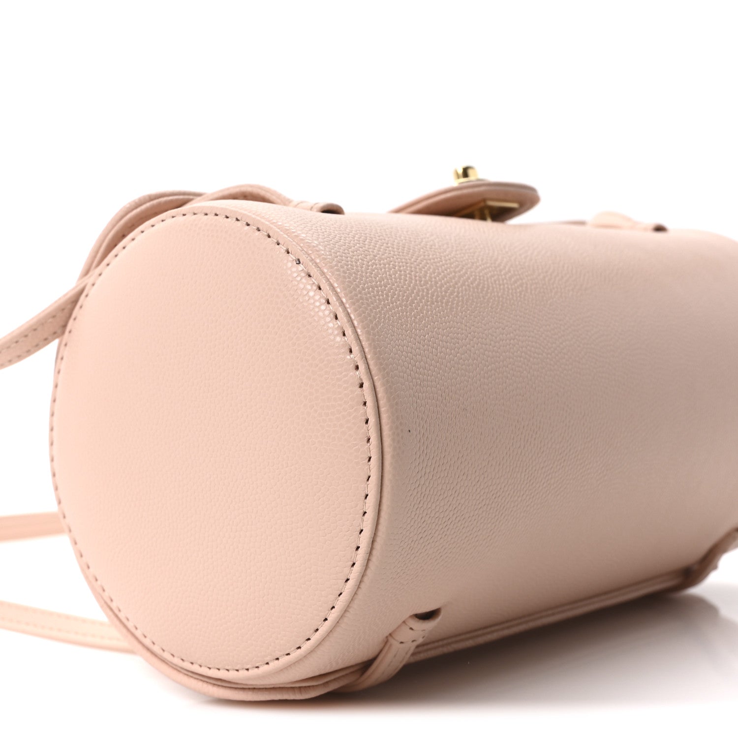 Shiny Caviar Preppy Coco Small Bowling Bag Light Pink