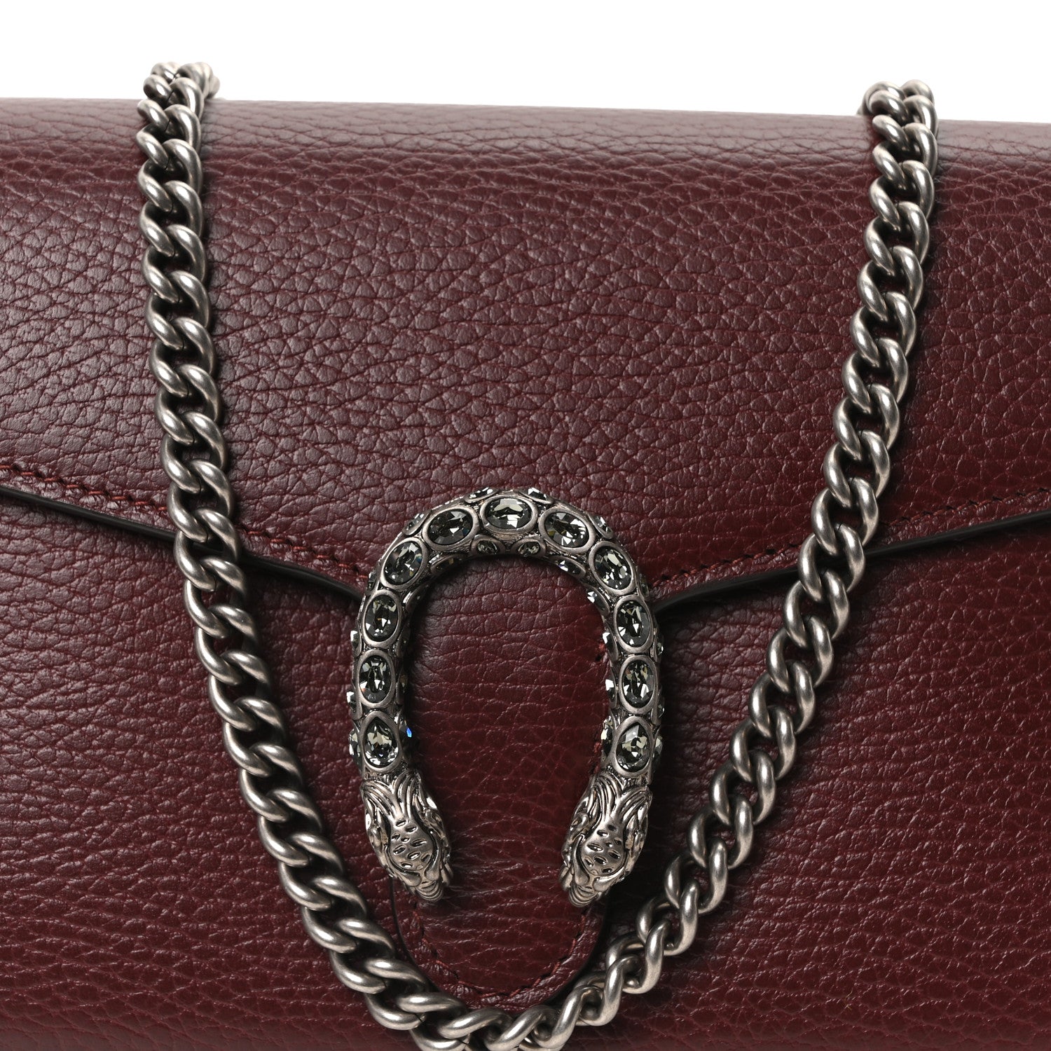 Dollar Calfskin Crystal Mini Dionysus Chain Wallet Vintage Bordeaux