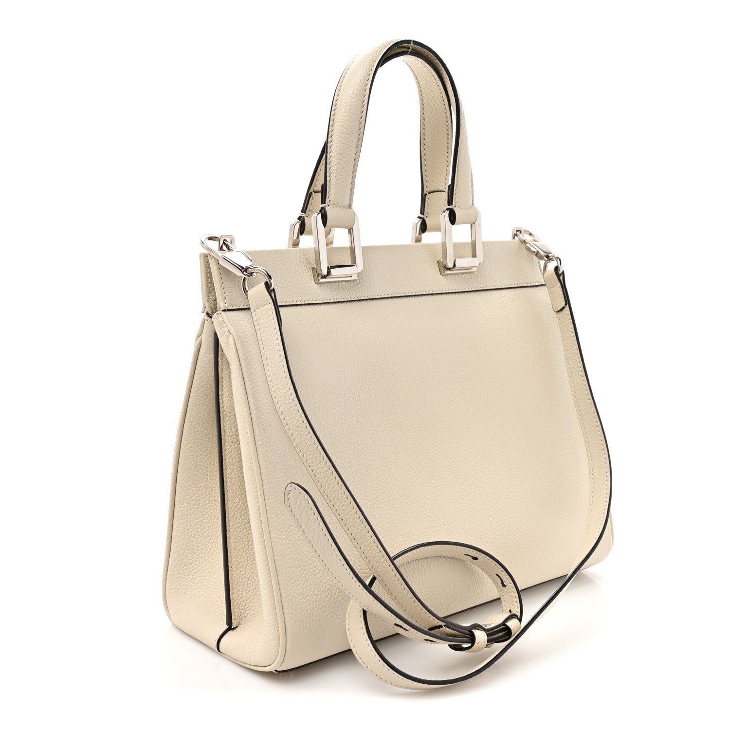 Grainy Calfskin Small Zumi Top Handle Bag Mystic White