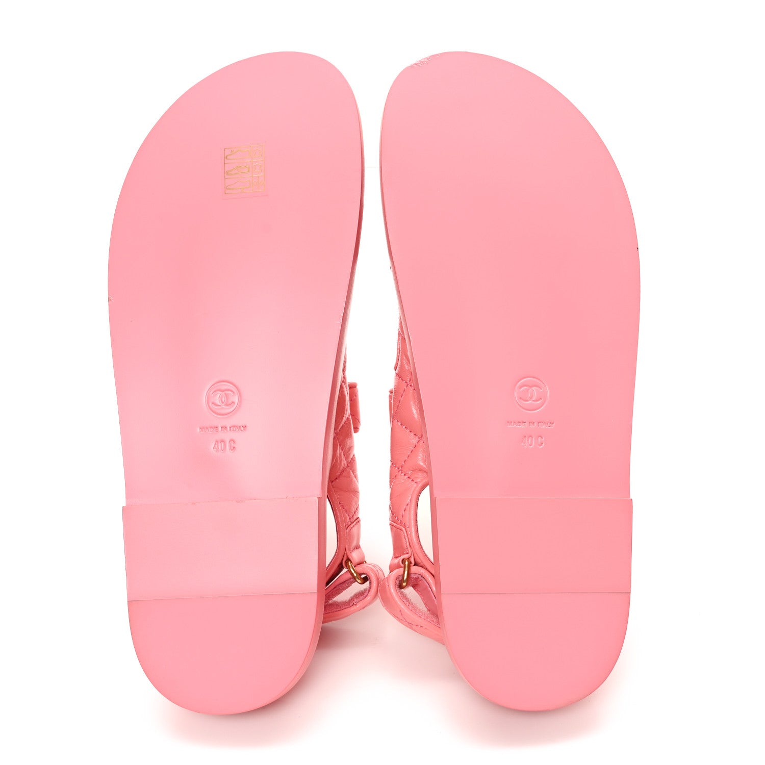 Lambskin Quilted Velcro Dad Chain CC Sandals 40 Pink