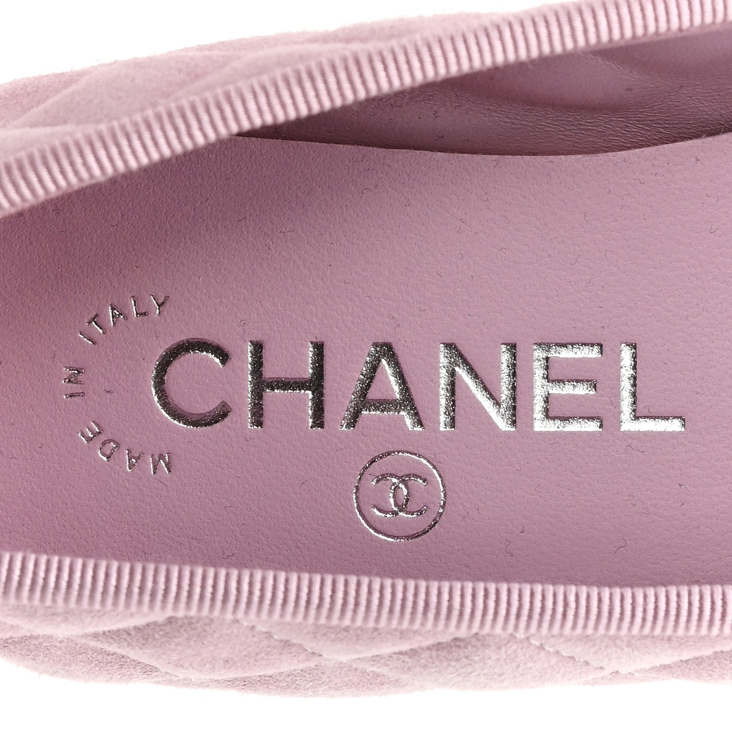 Suede Quilted Cap Toe CC Ballerina Flats 36 Light Pink