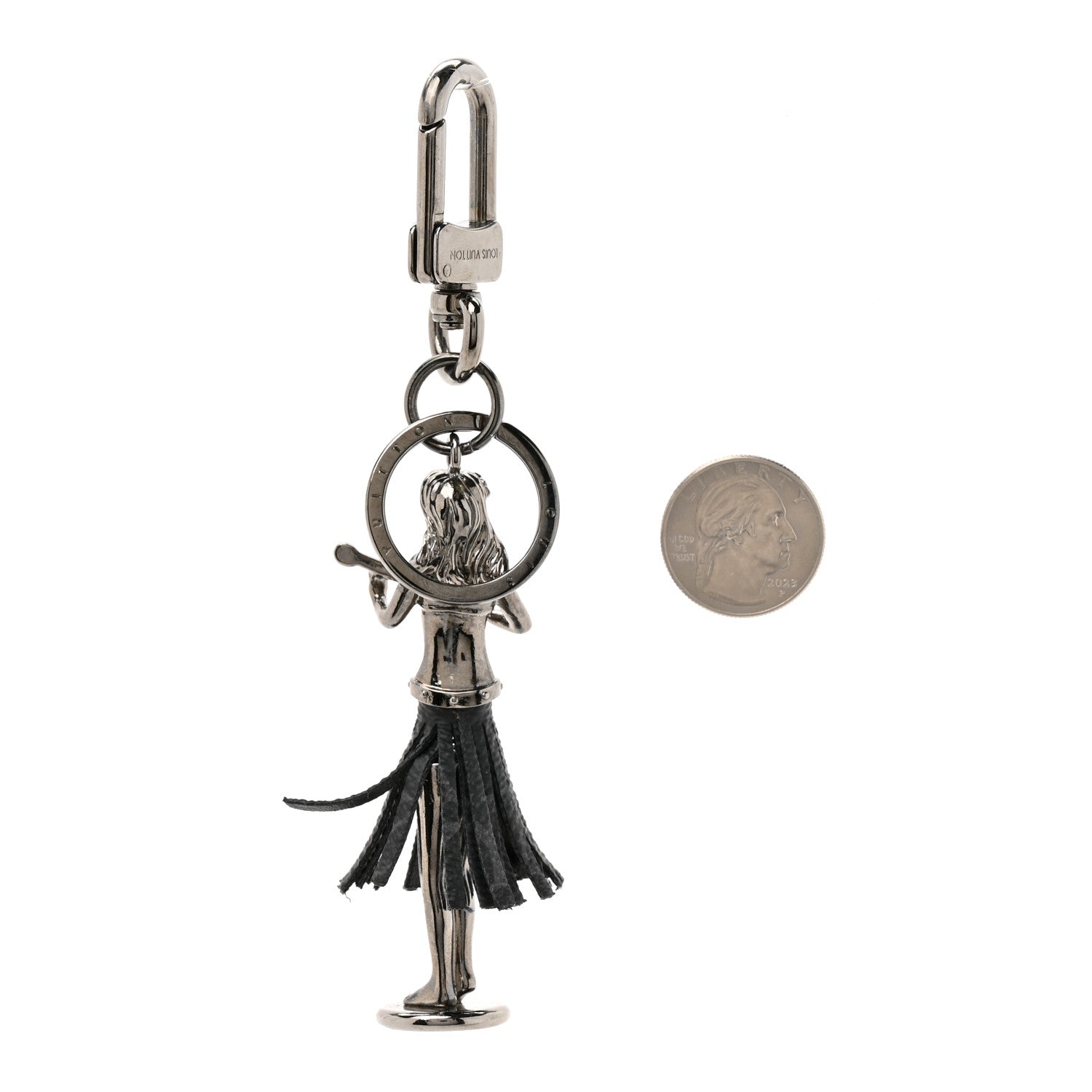 Metal Aloha Hula Girl Bag Charm Key Holder Silver