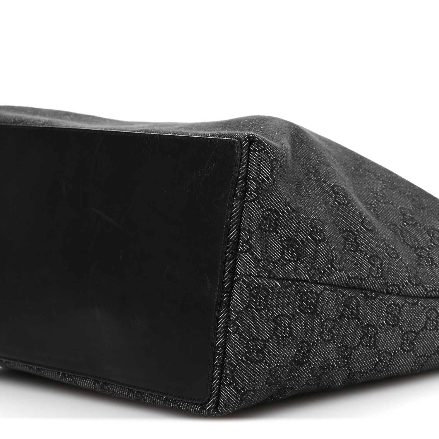 Denim Monogram Large Bucket Tote Black