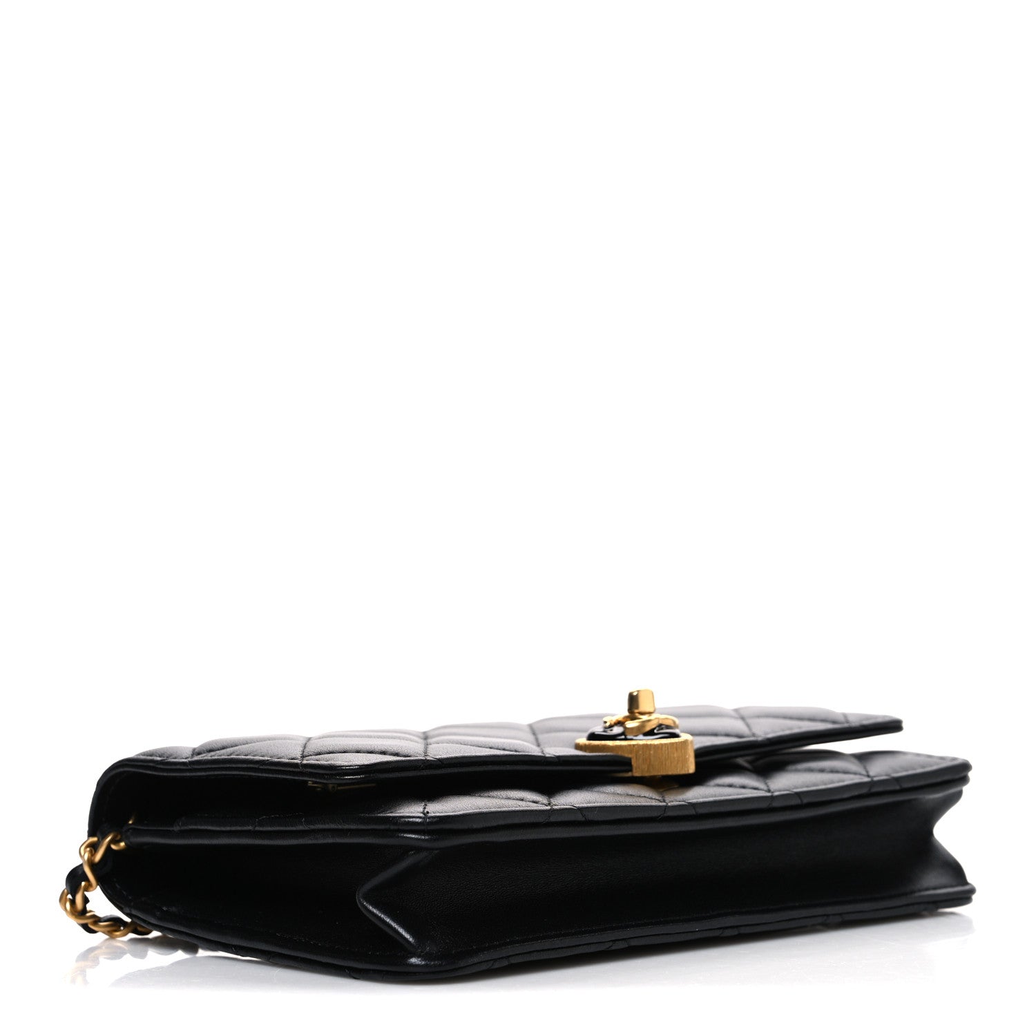 Lambskin Plexiglass Quilted Coco Love Wallet On Chain WOC Black