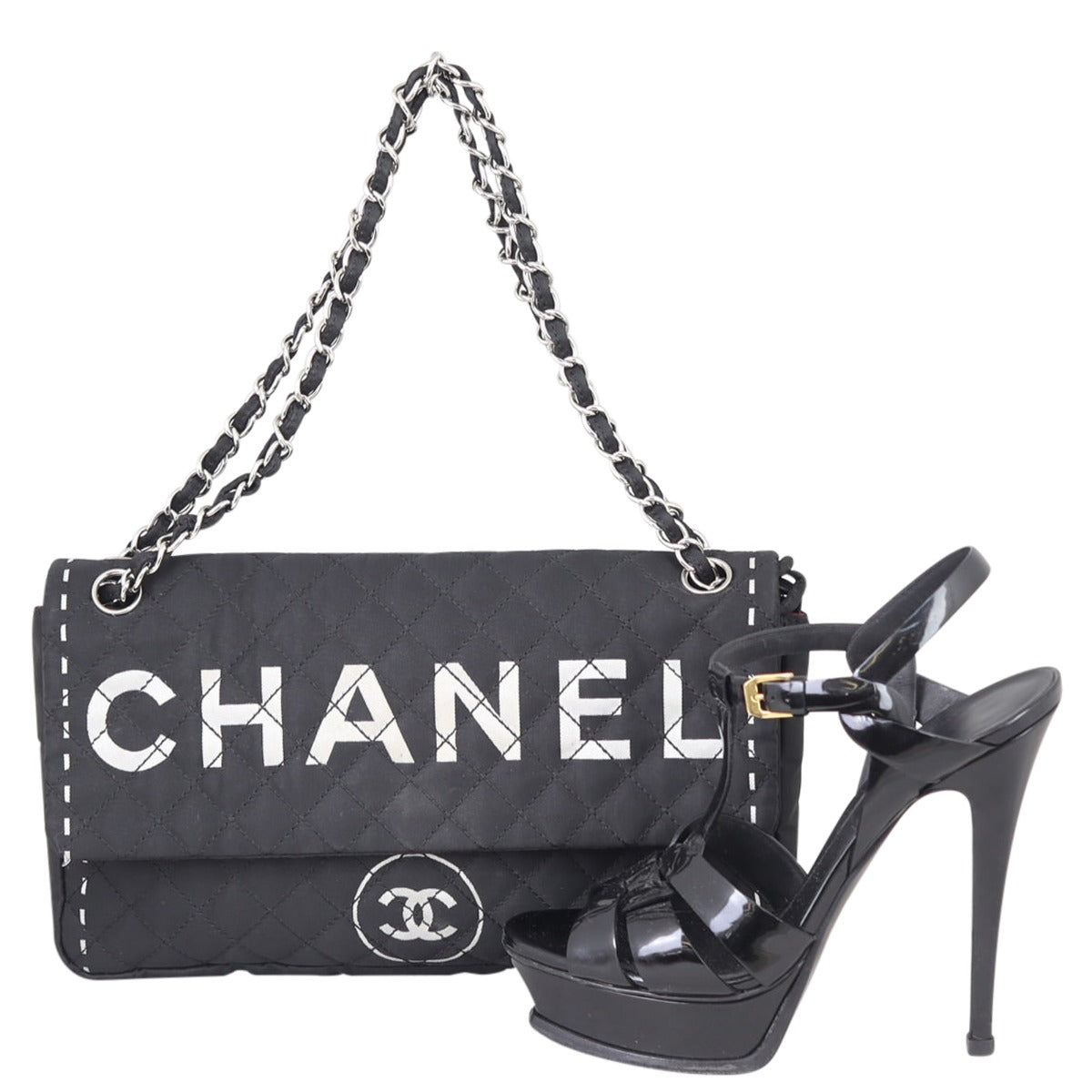 Chanel Quilted Textile Logo Flap Bag