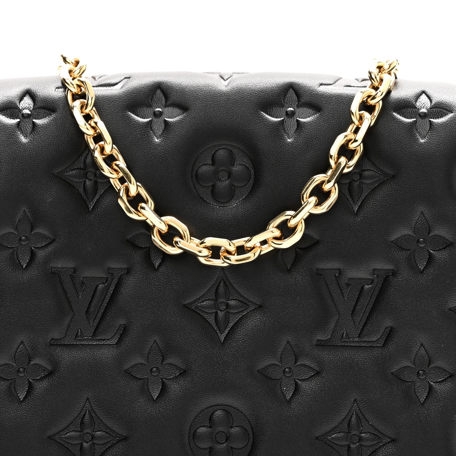 Lambskin Embossed Monogram Pochette Coussin Black