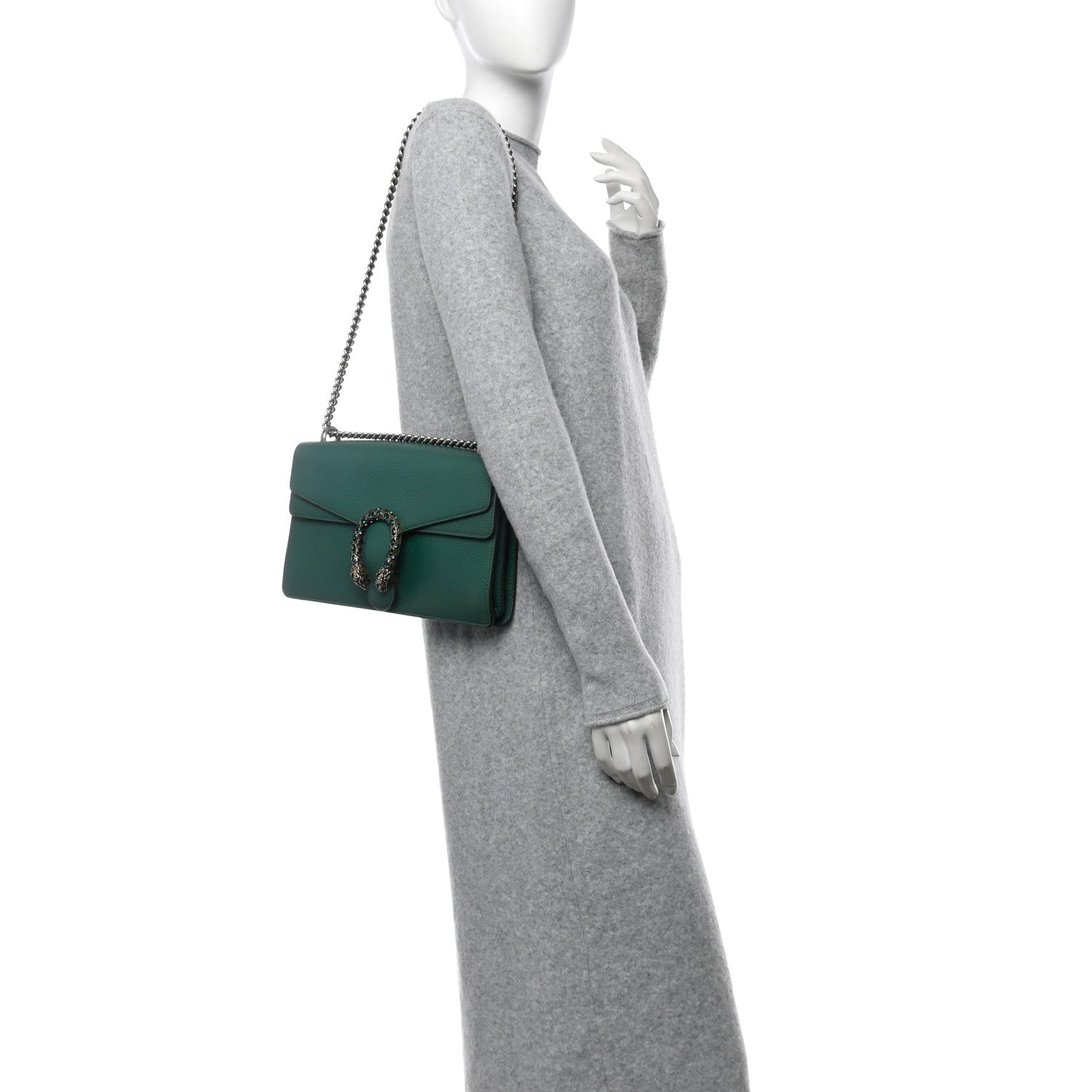 Pebbled Calfskin Small Dionysus Shoulder Bag Emerald