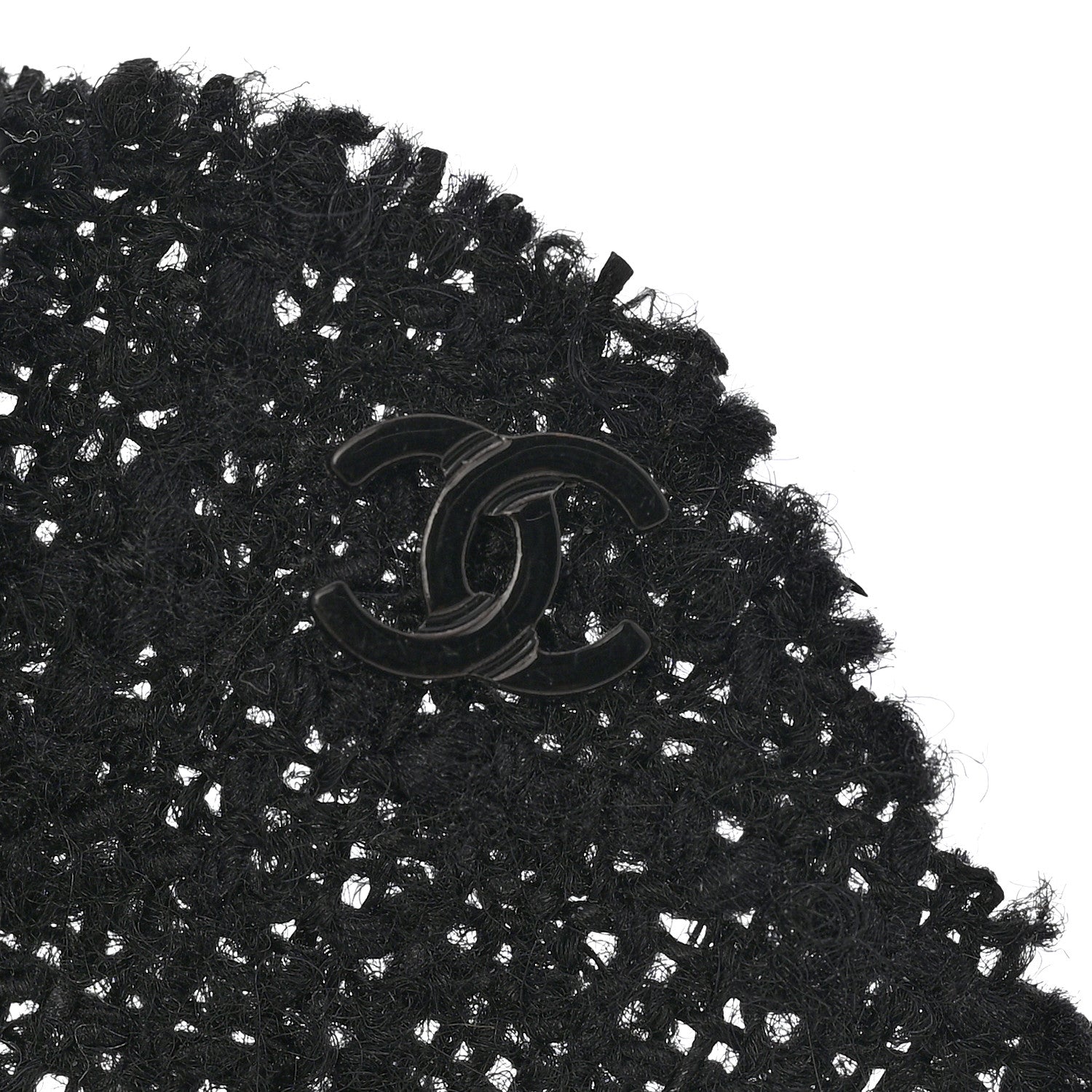 Tweed Fabric Camellia Pin Brooch Black