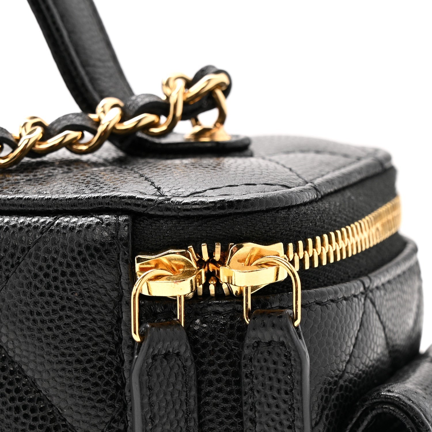 Caviar Quilted Polly Pocket East West Top Vanity With Chain Black