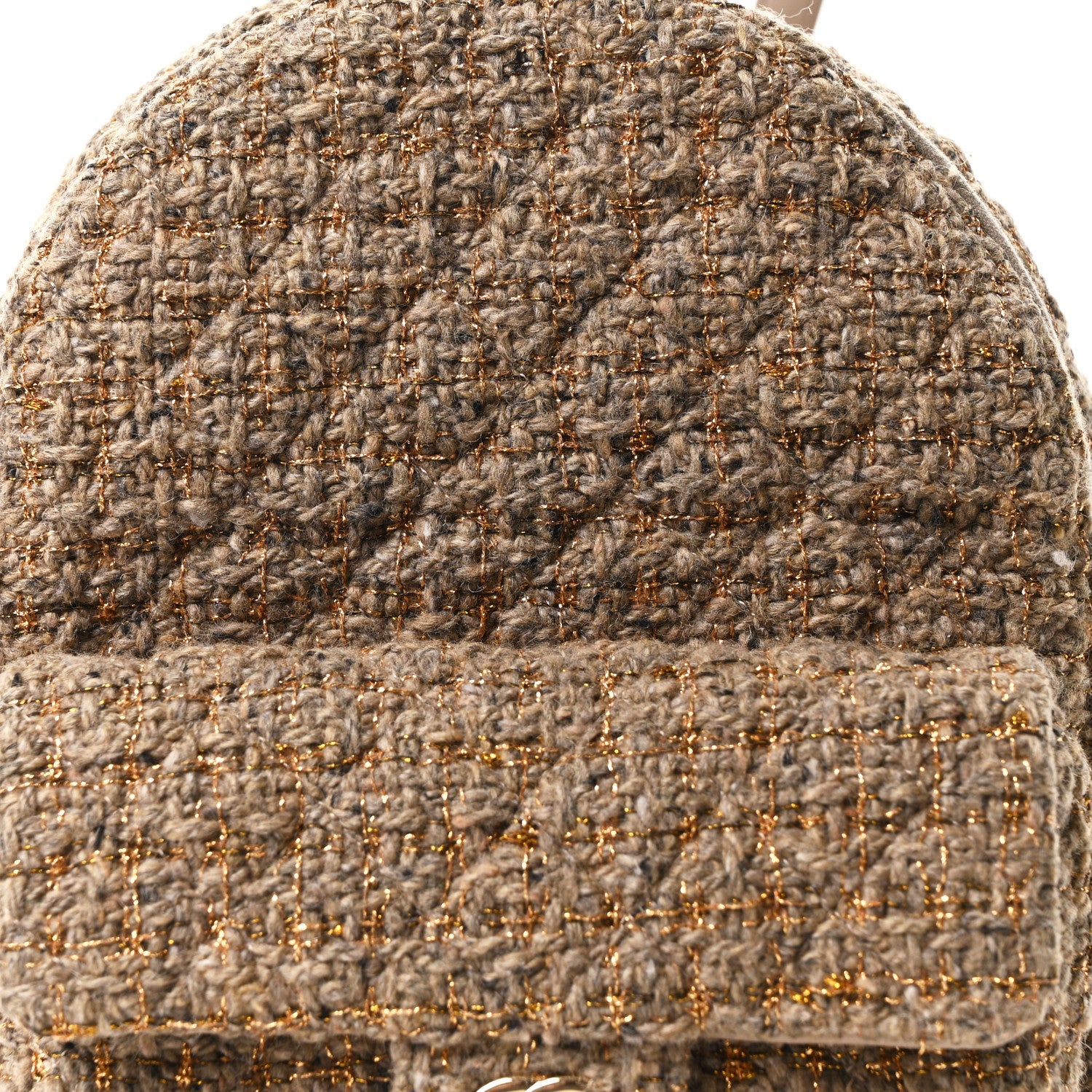 Tweed Front Pocket Backpack Beige