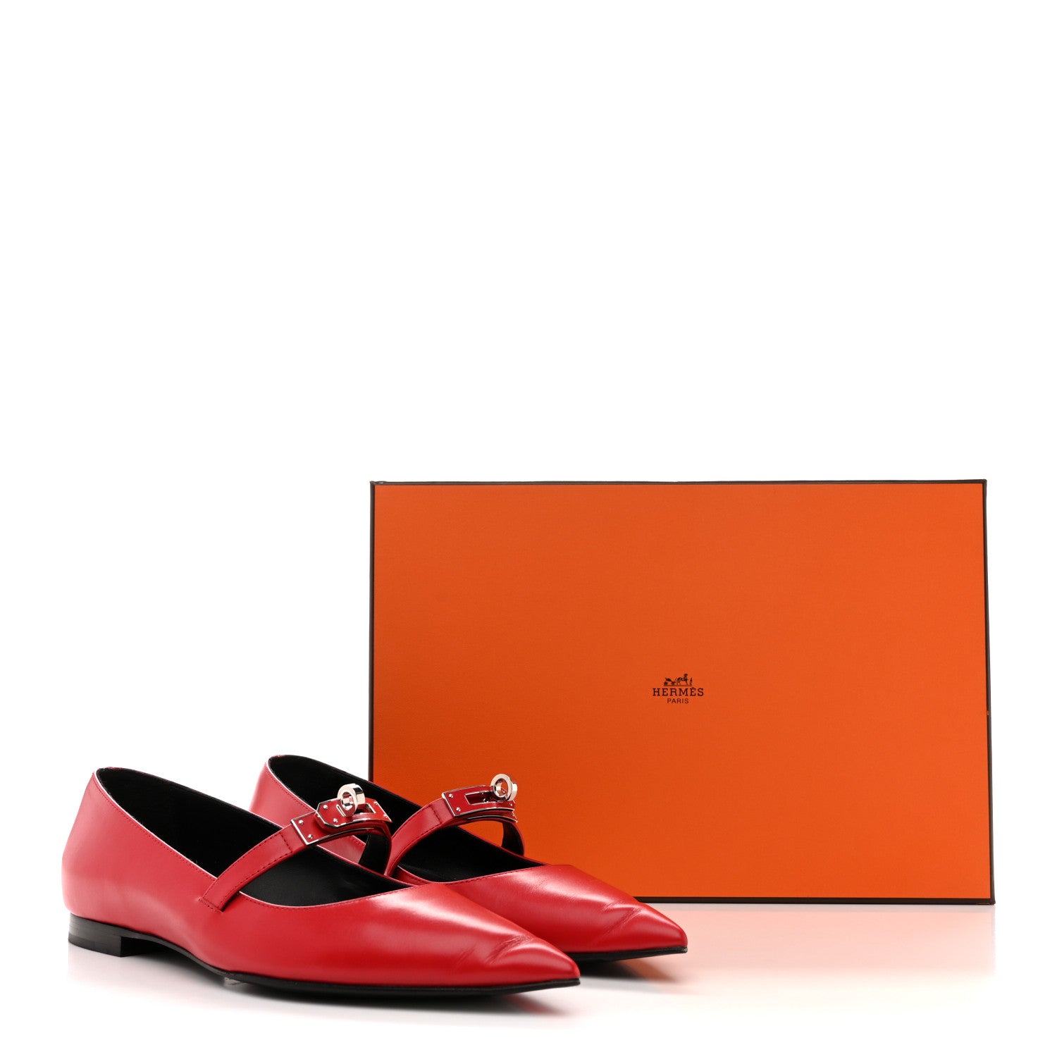 Calfskin Kelly Ballet Flats 36.5 Rouge Vif