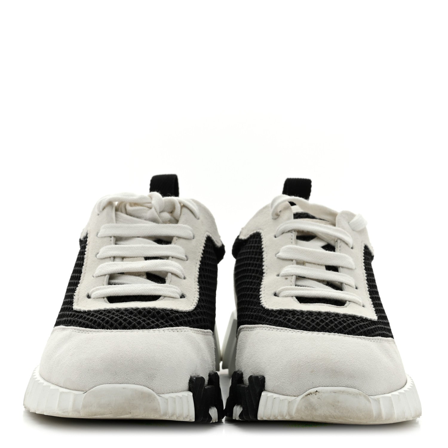 Air Mesh Suede Goatskin Bouncing Sneakers 35.5 Black White