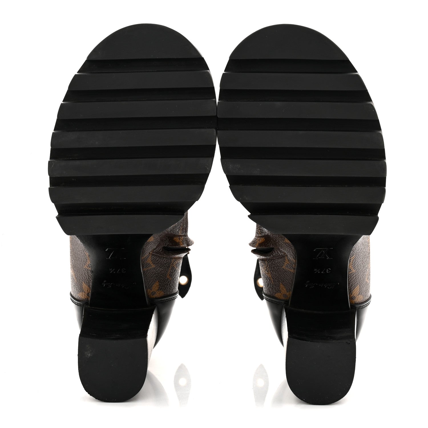 Patent Calfskin Monogram Star Trail Ankle Boots 37.5 Black