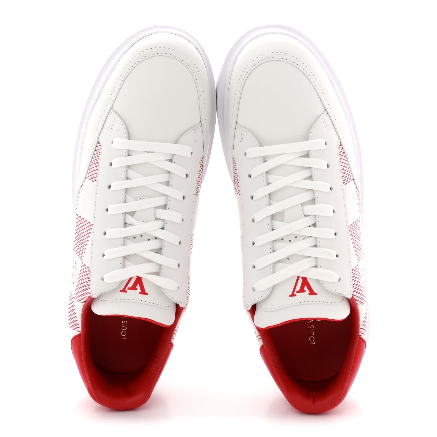 Damier Calfskin Mens Beverly Hills Sneakers 8 White Rouge