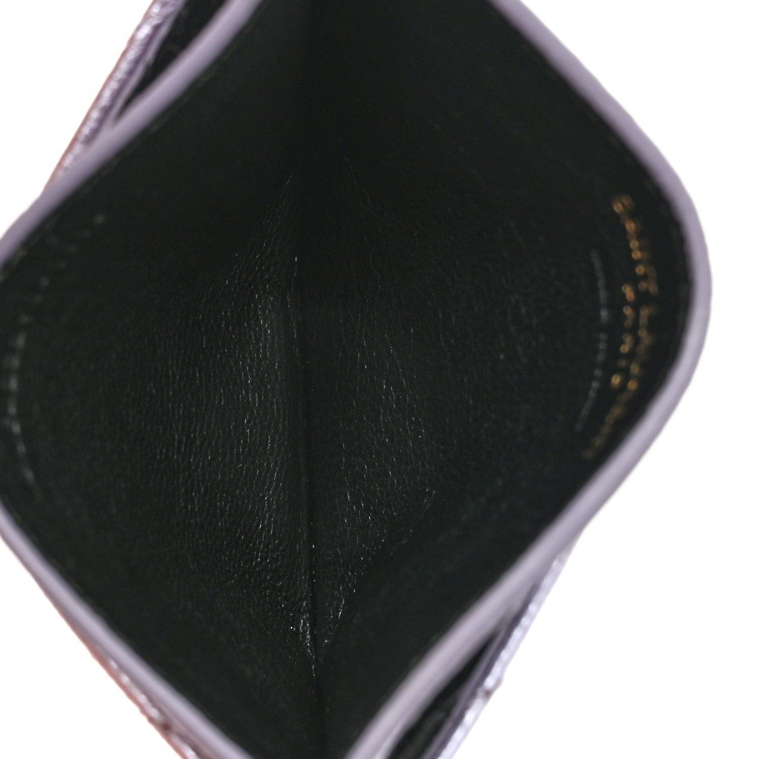 Metallic Crackled Calfskin Matelasse Chevron Monogram Credit Card Case Silver