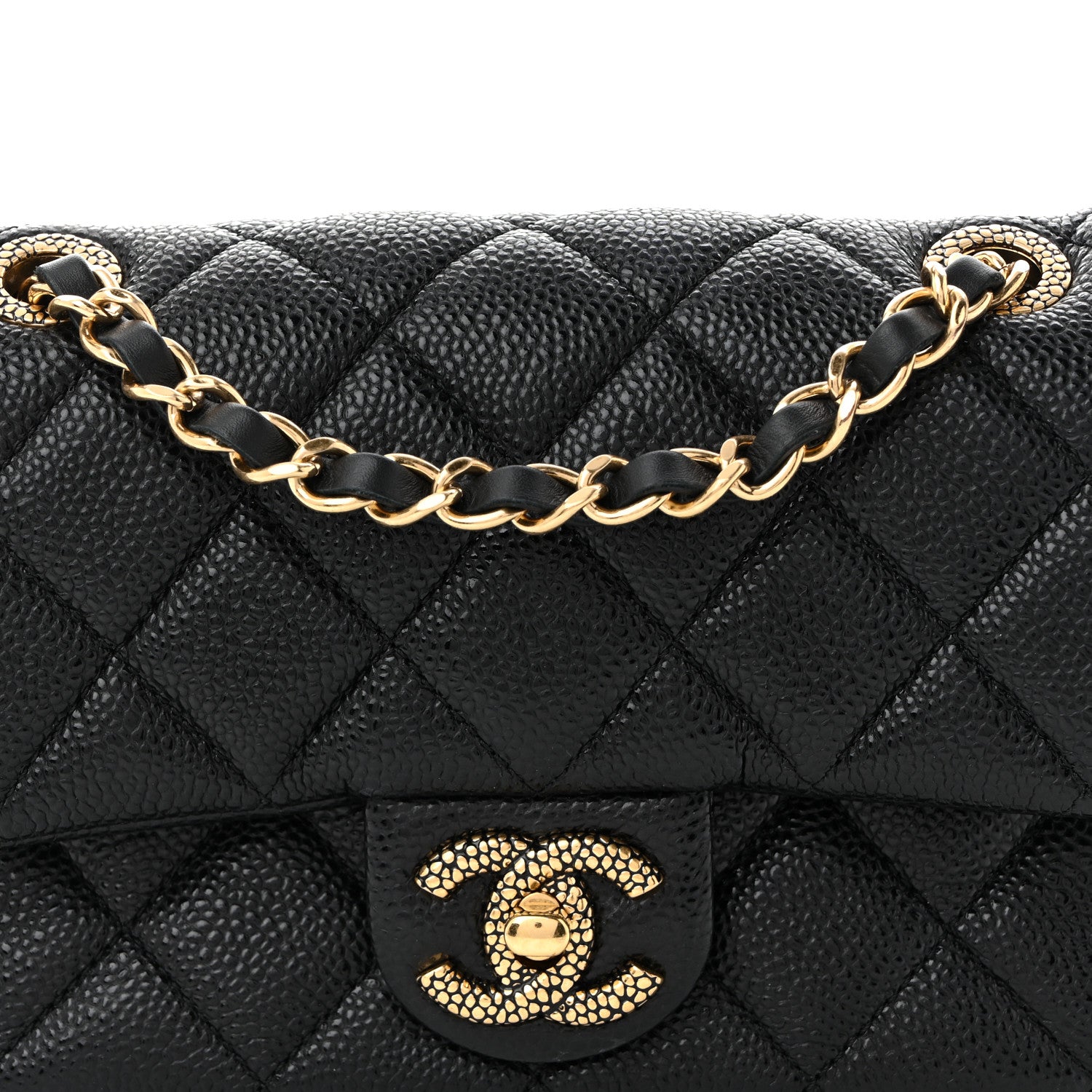 Grained Lambskin Quilted Mini Flap Black