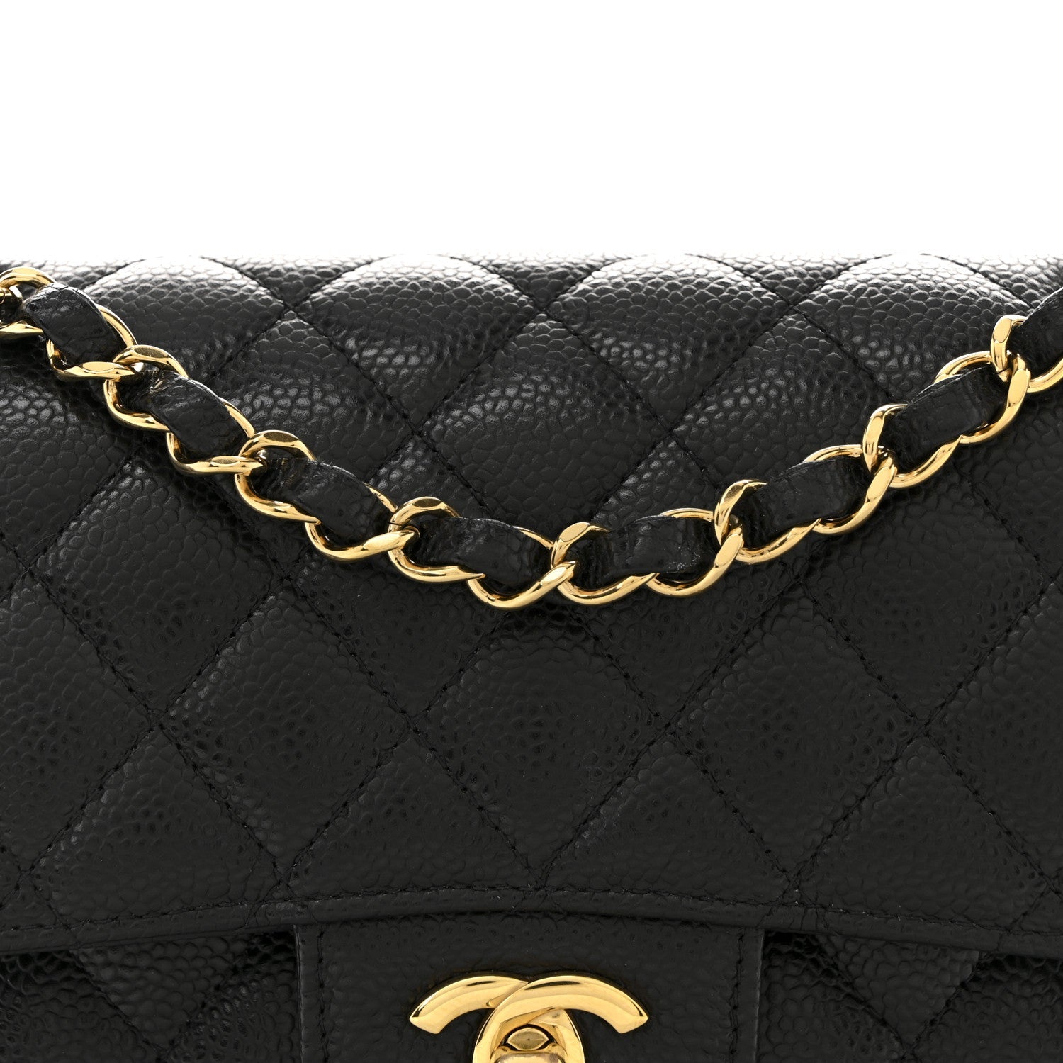 Caviar Quilted Small Double Flap Black