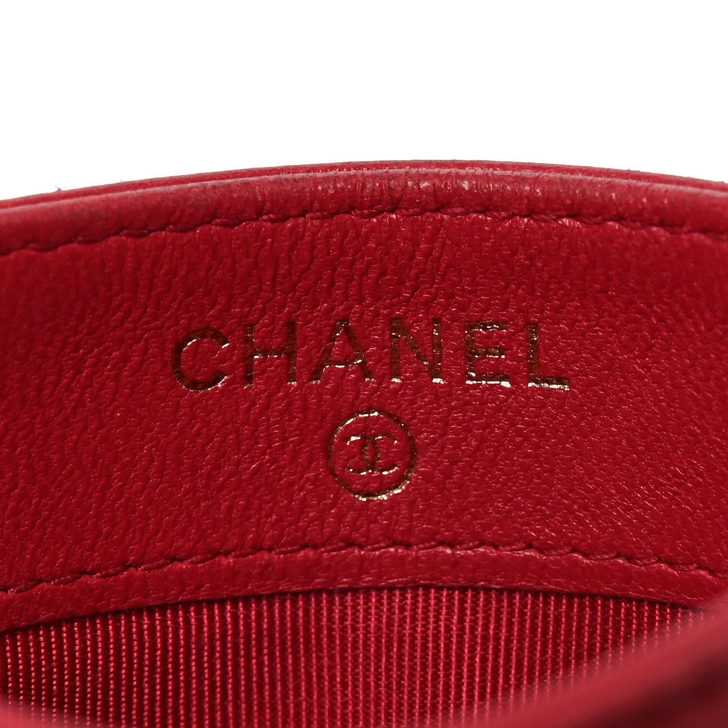 Lambskin Quilted Card Holder Red