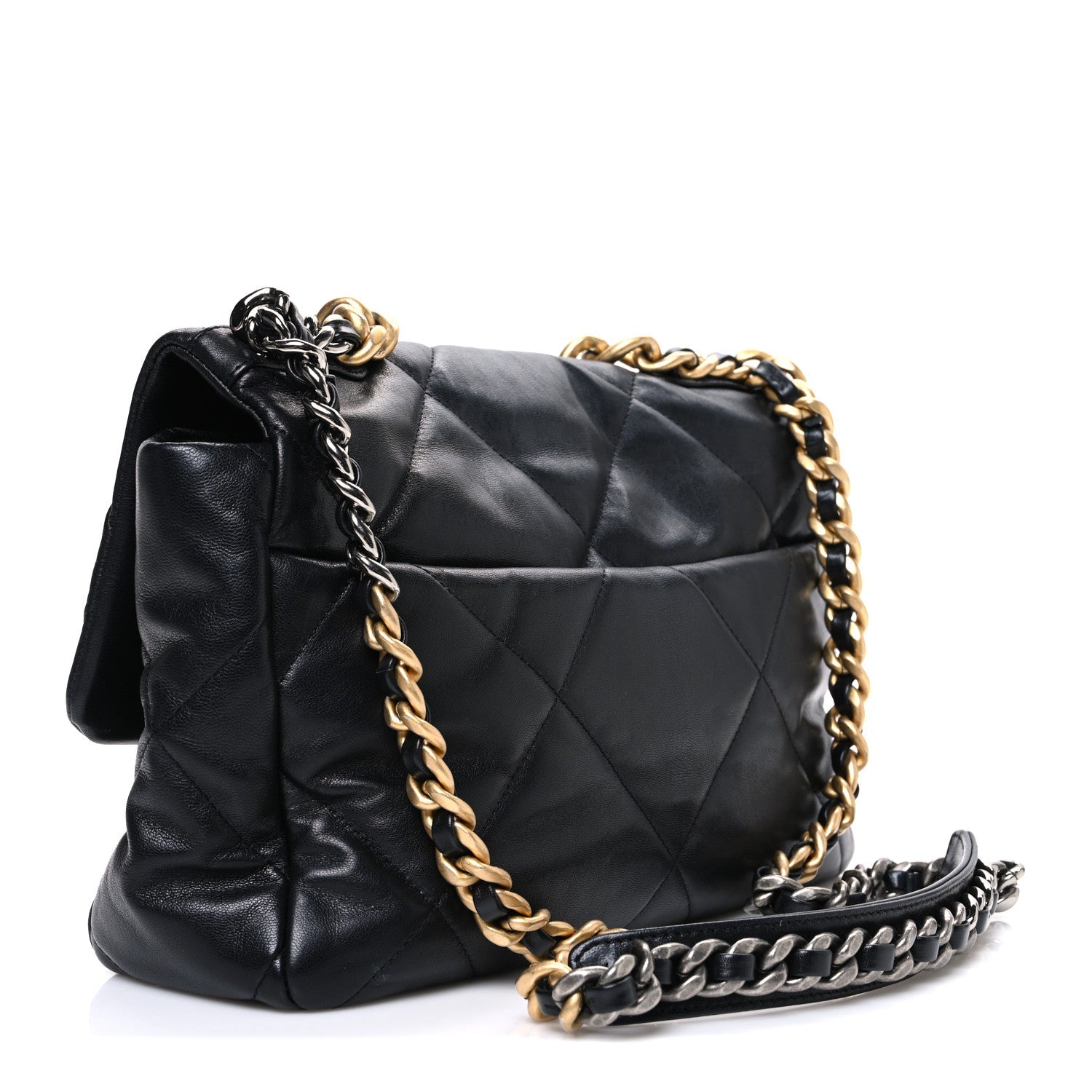 Lambskin Quilted Large Chanel 19 Flap Black