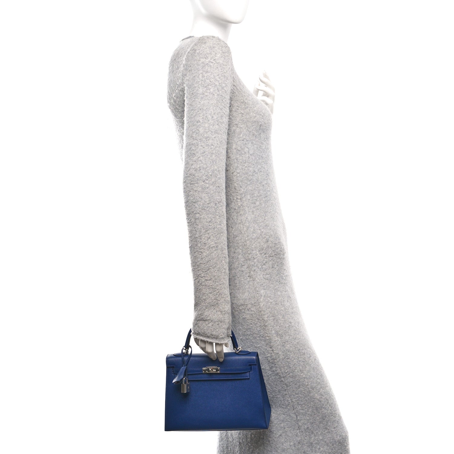 Madame Calfskin Kelly Sellier 25 Bleu Encre