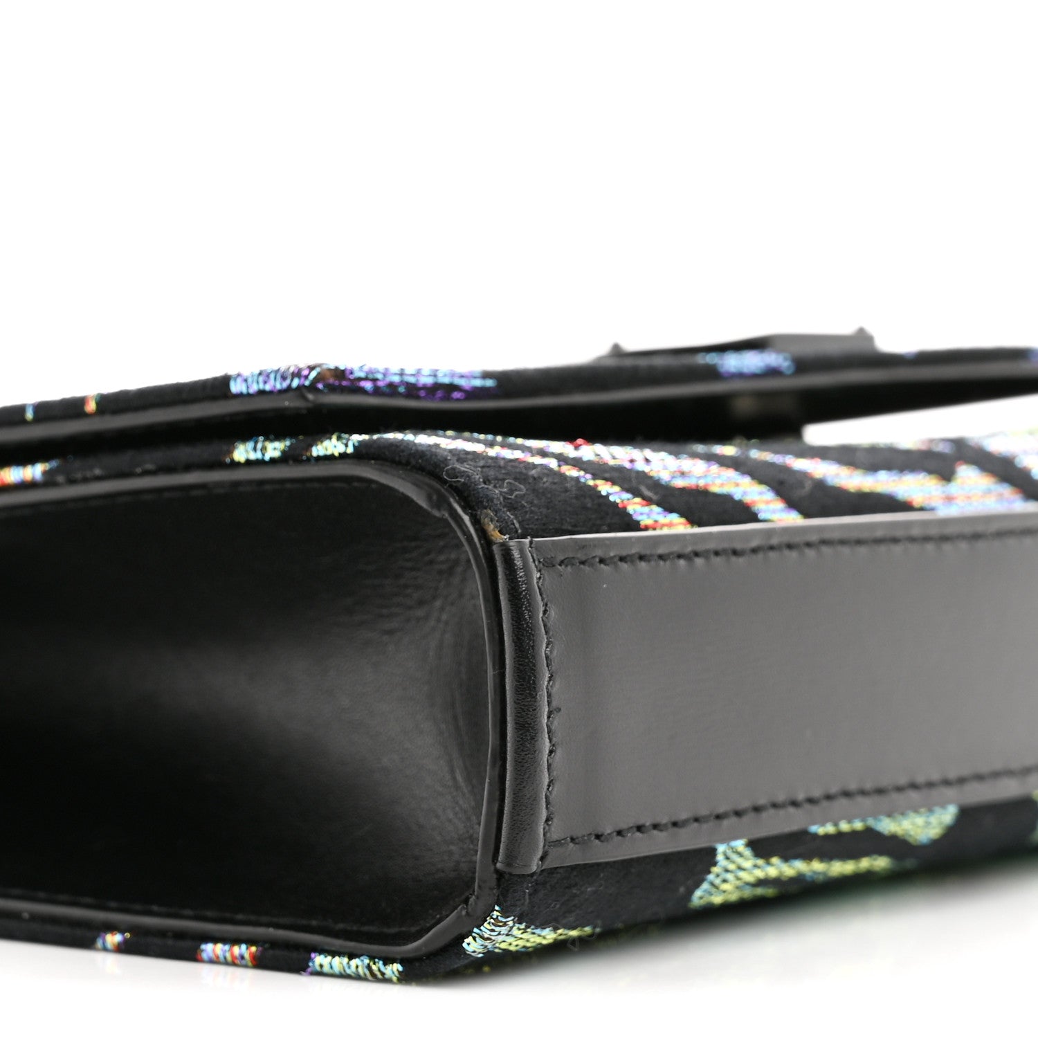 Canvas Calfskin Metallic Tiger Print Small Monogram Kate Satchel Black Multicolor