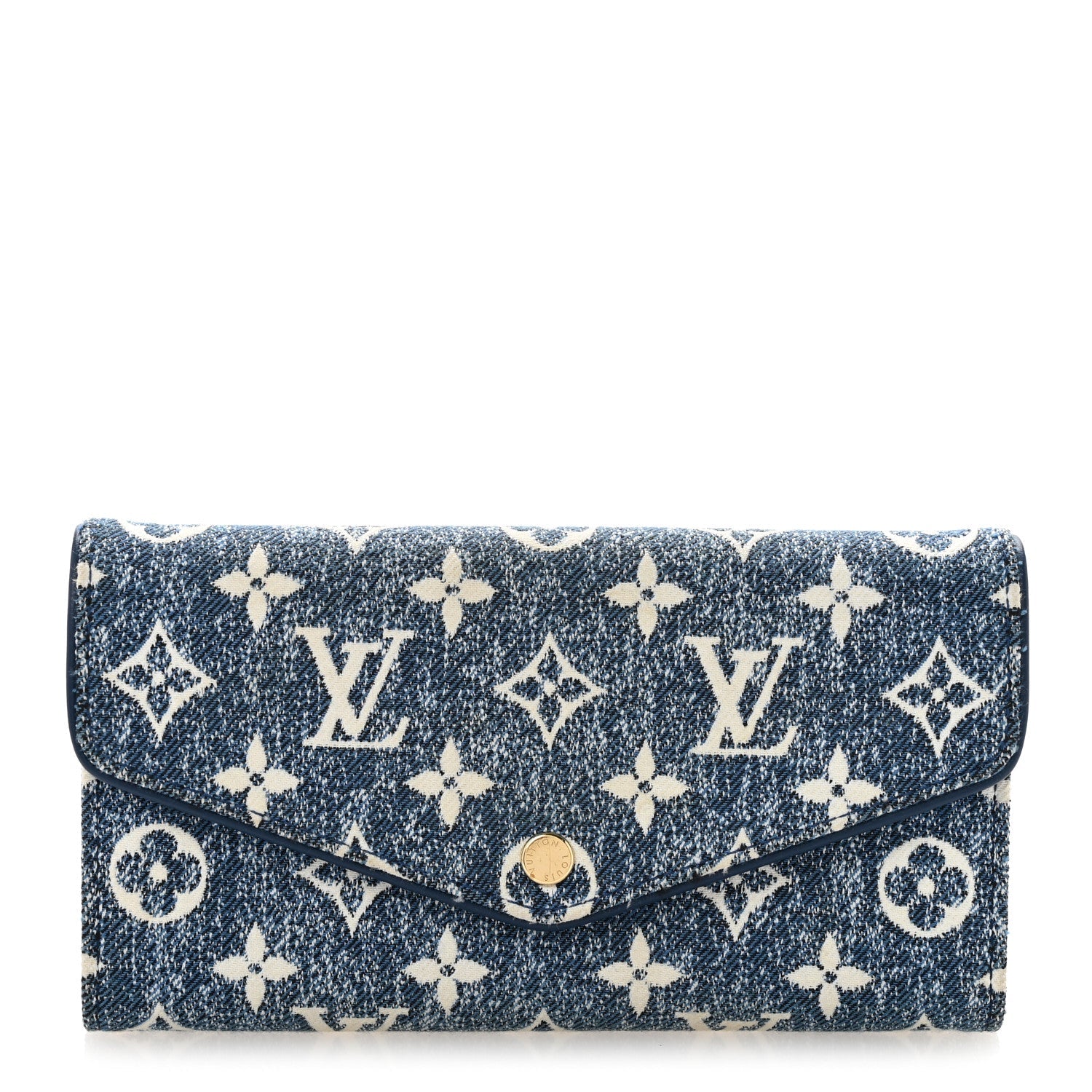 Monogram Jacquard Denim Sarah Wallet Bleu