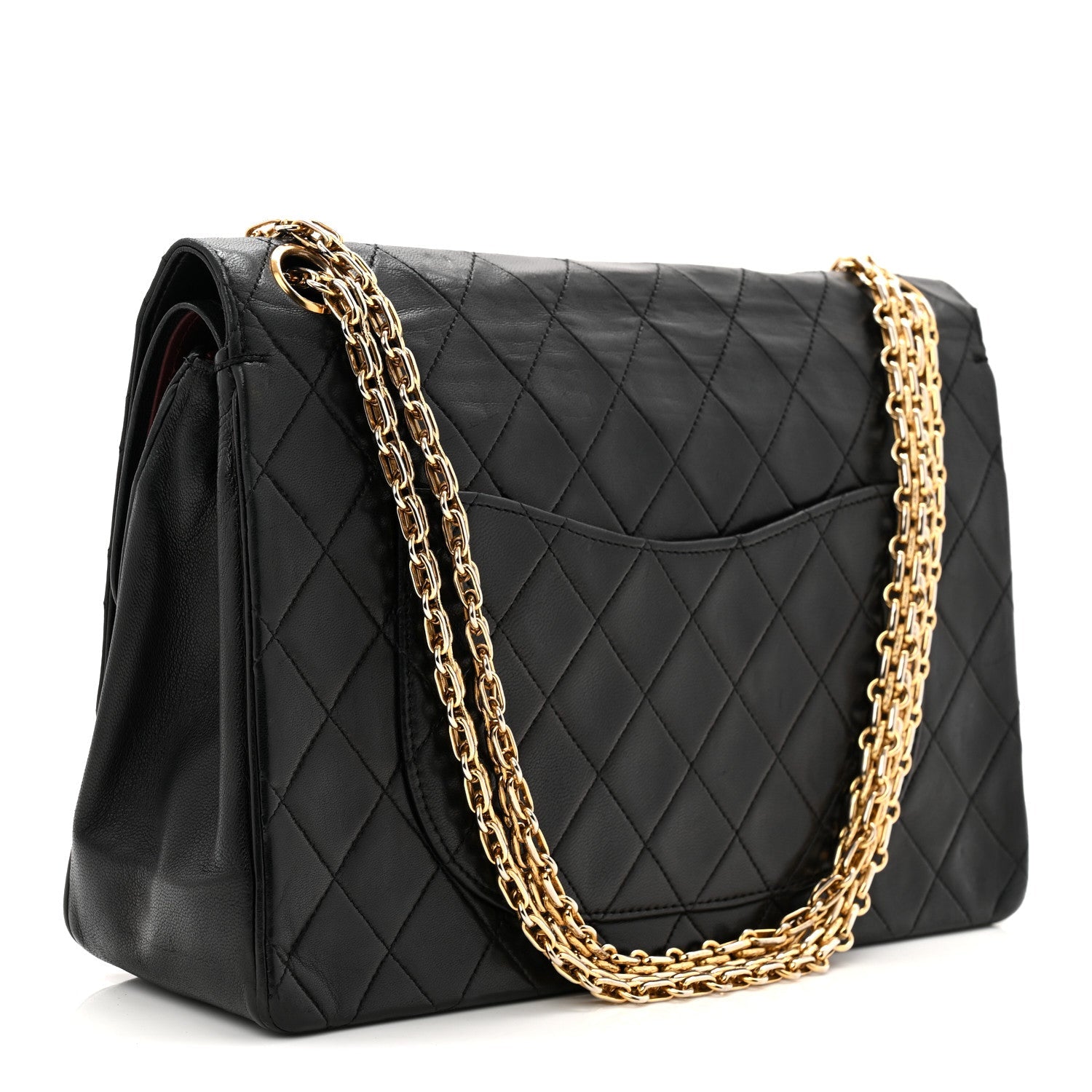 Lambskin Quilted Medium Double Flap Black