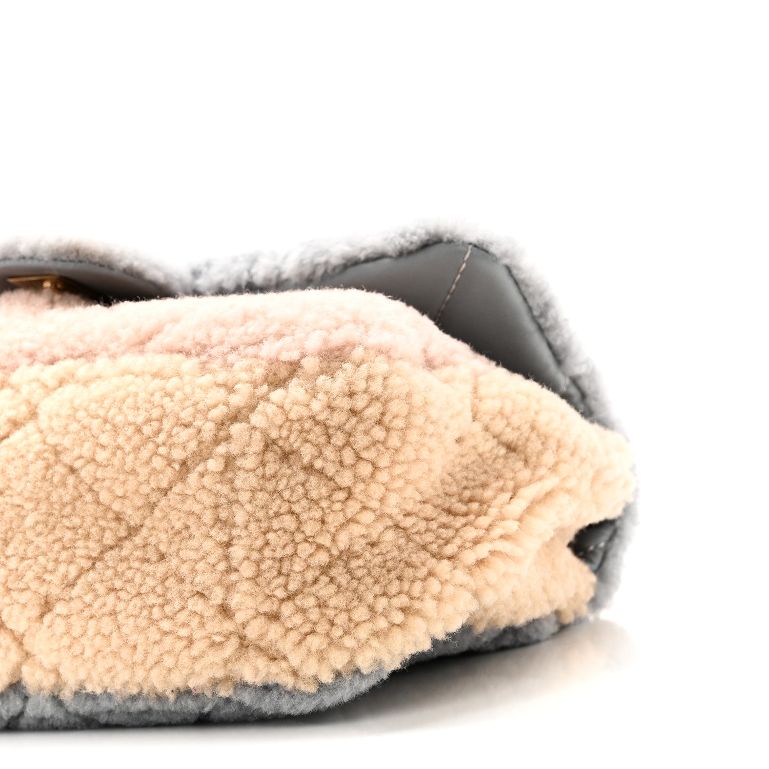 Shearling Sheepskin Single Flap Gray Pink Beige