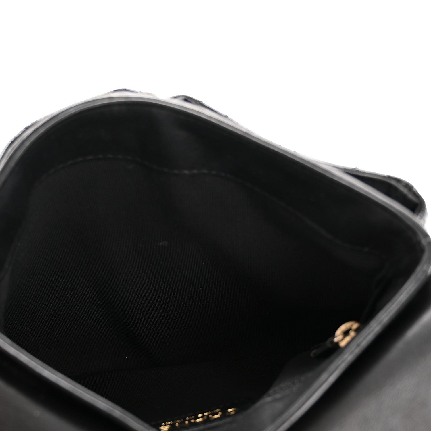 Glazed Calfskin Quilted Double Pocket Crossbody Flap Black