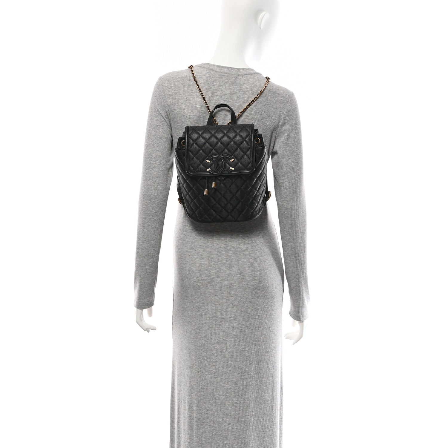 Caviar Quilted Small Filigree Backpack Black