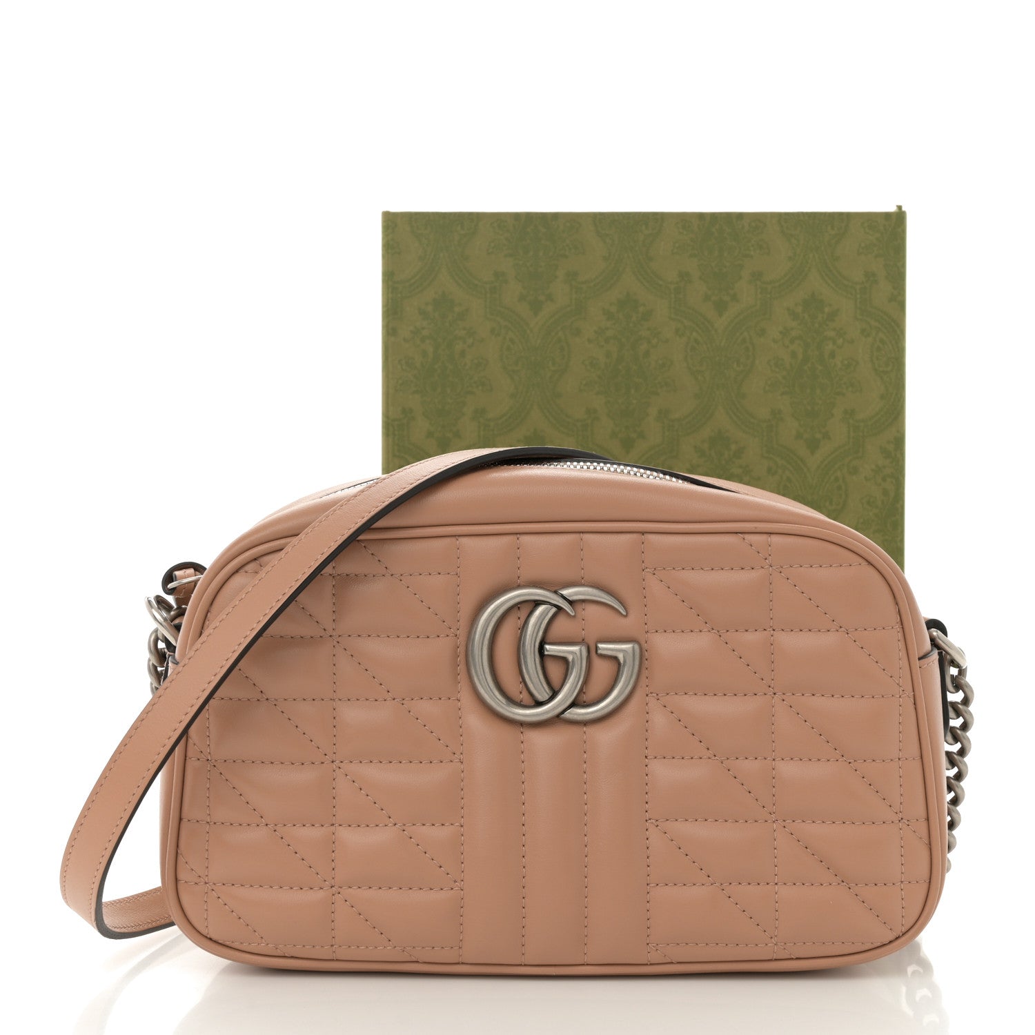 Calfskin Matelasse Aria Small GG Marmont Chain Shoulder Bag Camelia