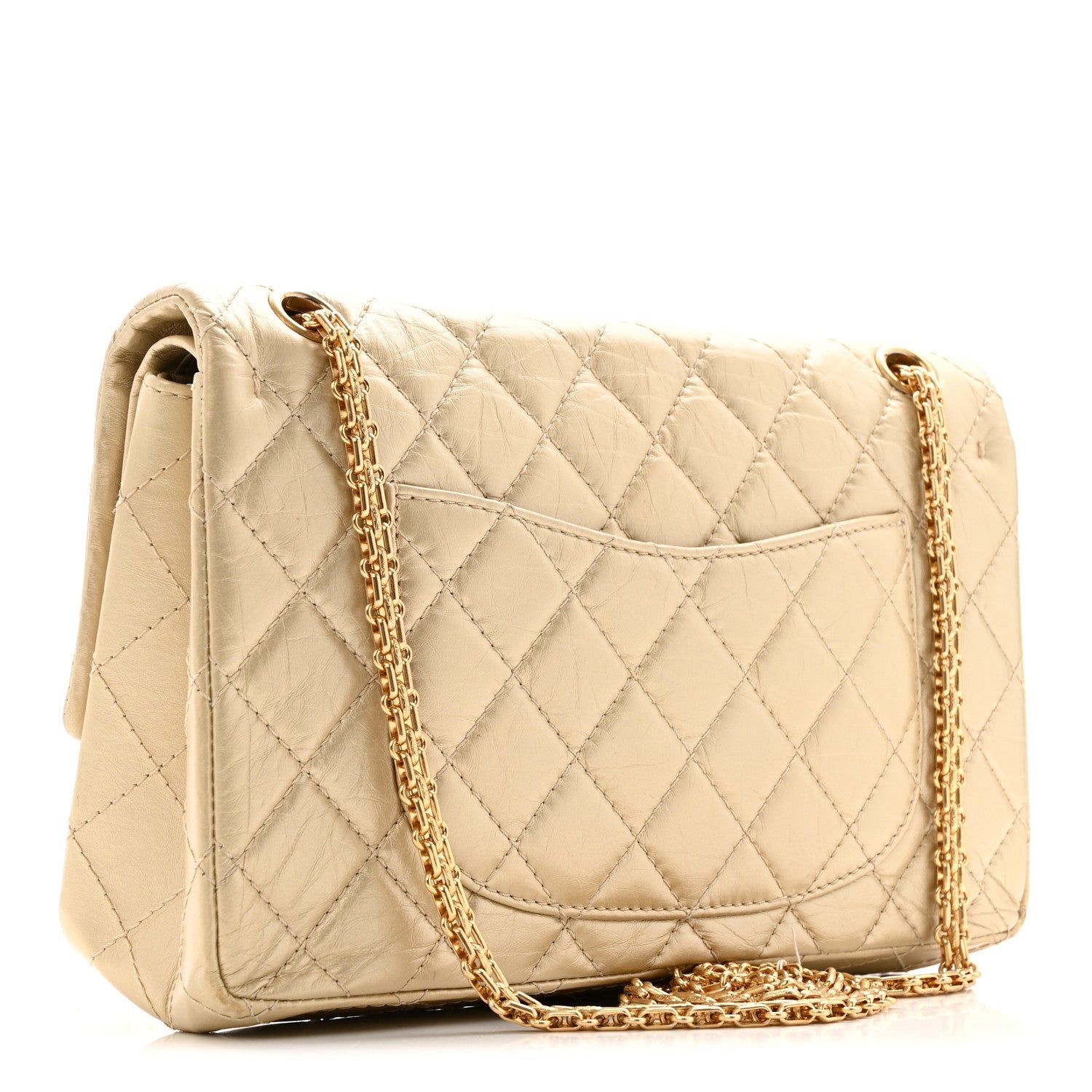 Metallic Aged Calfskin Quilted 2.55 Reissue 226 Flap Pale Gold