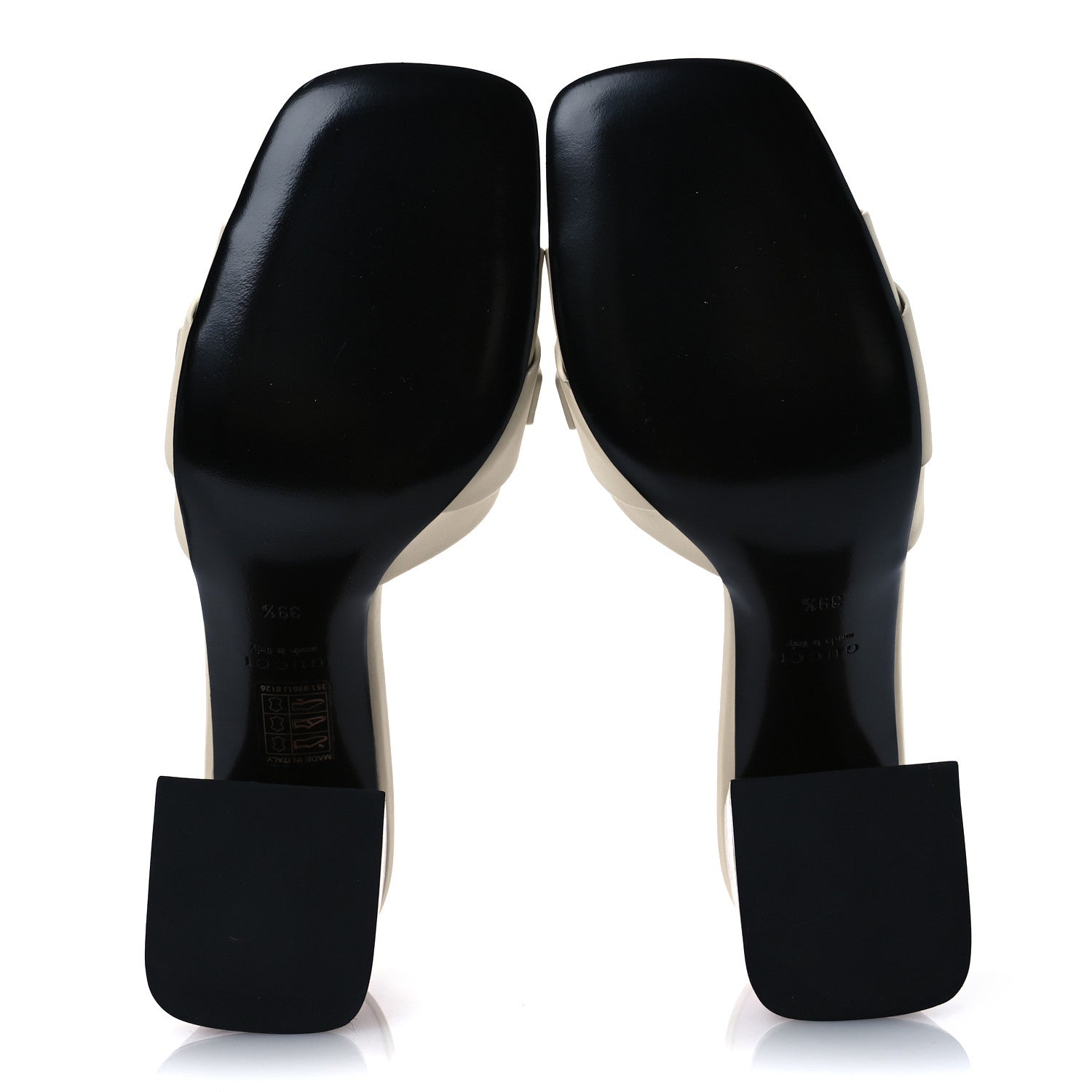 Calfskin Signoria 75mm Slide Sandals 39.5 New Ivoire