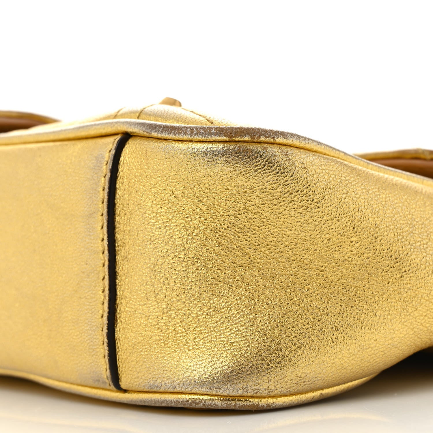 Metallic Calfskin Matelasse Studded Mini Pearly GG Marmont Shoulder Bag Gold