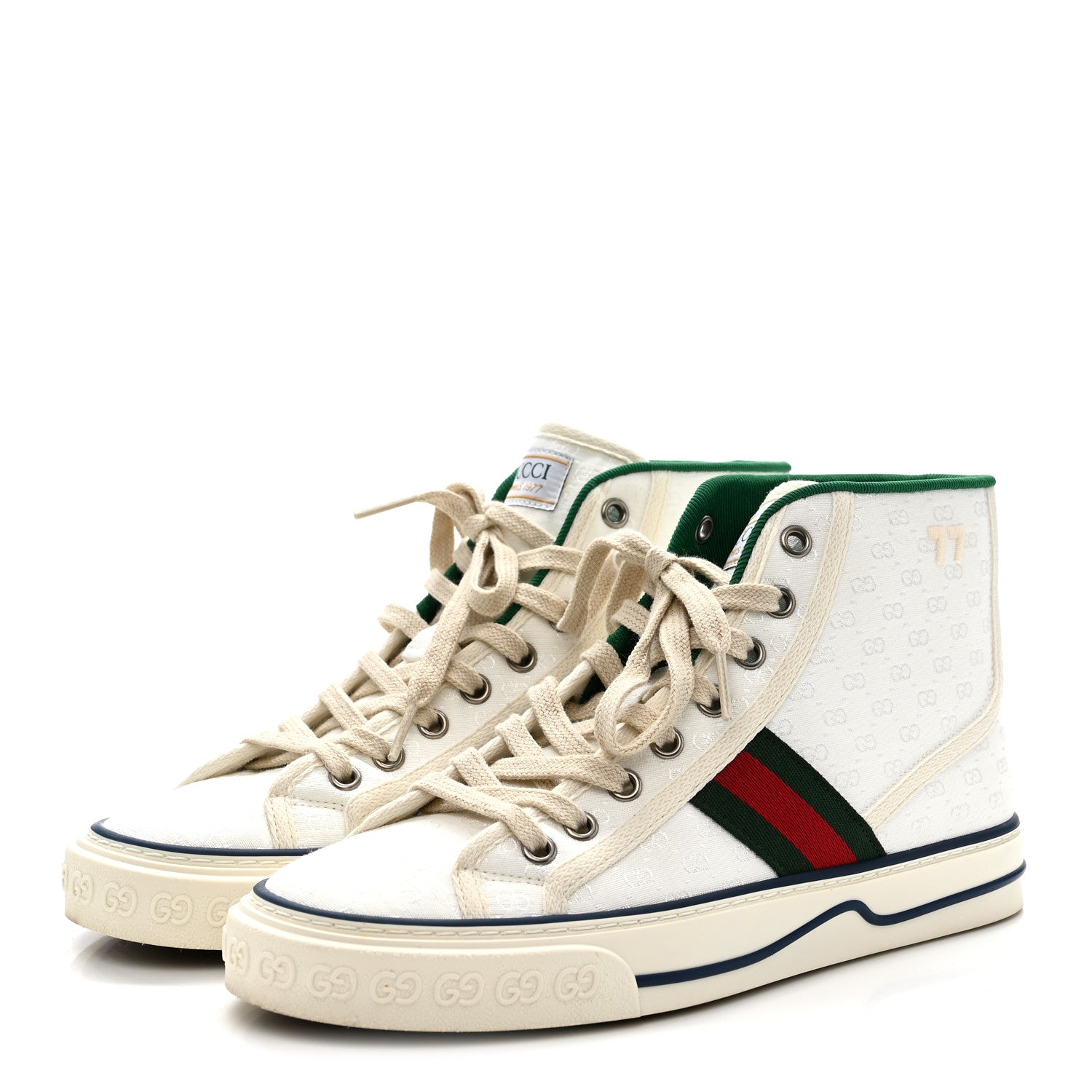Monogram GG Mignon Web Womens 1977 Tennis High Top Sneakers 37 White
