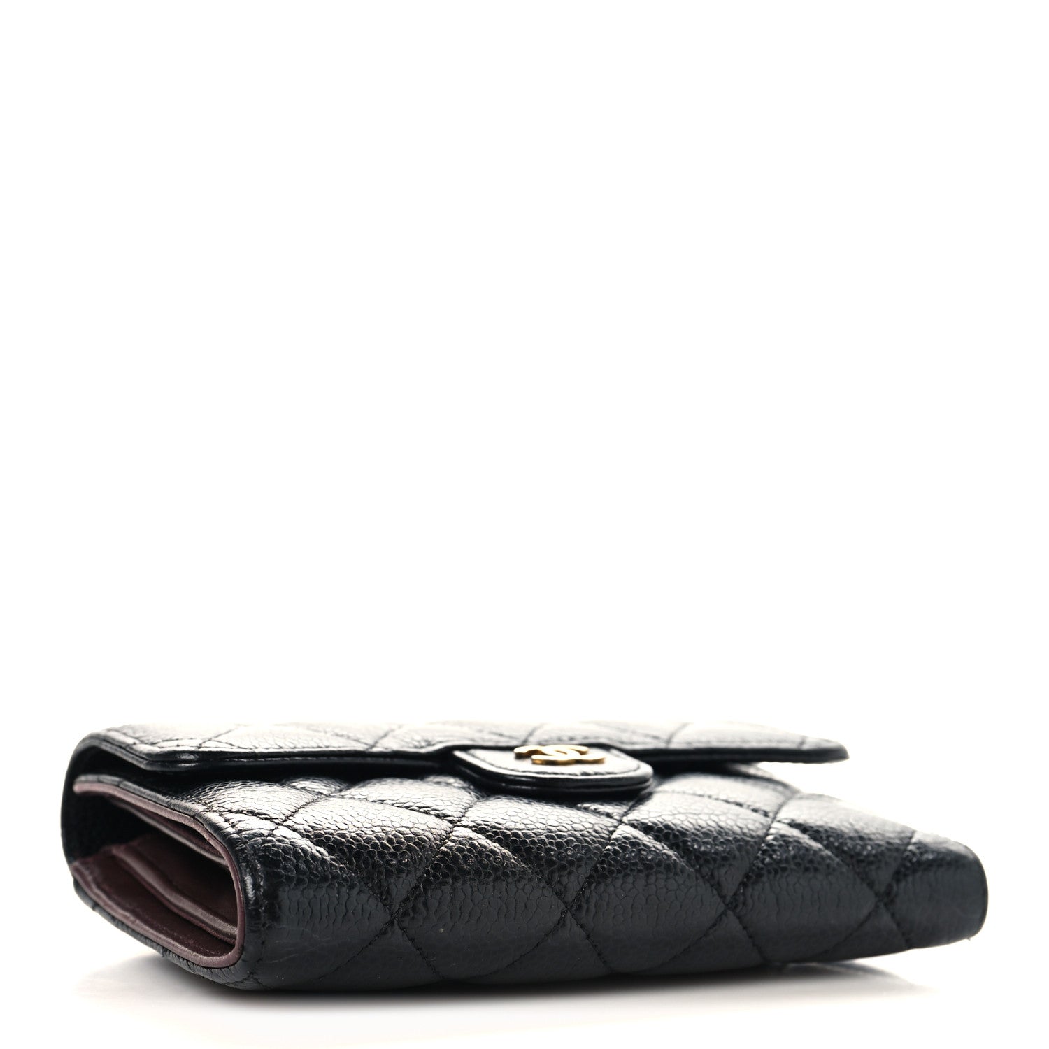 Caviar Quilted Medium Flap Wallet Black
