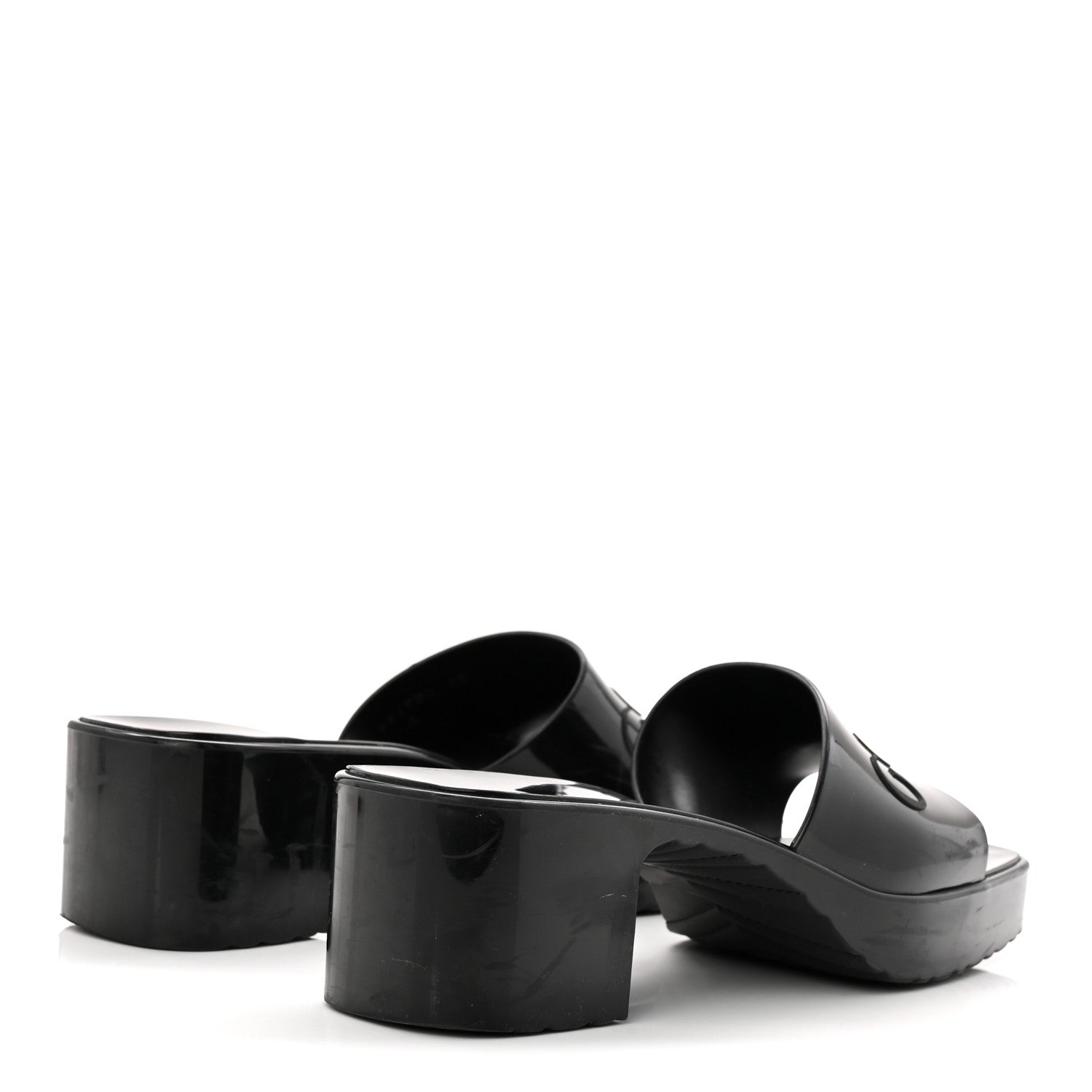 Rubber Gucci Logo Womens Platform 20/60mm Slide Sandals 40 Black