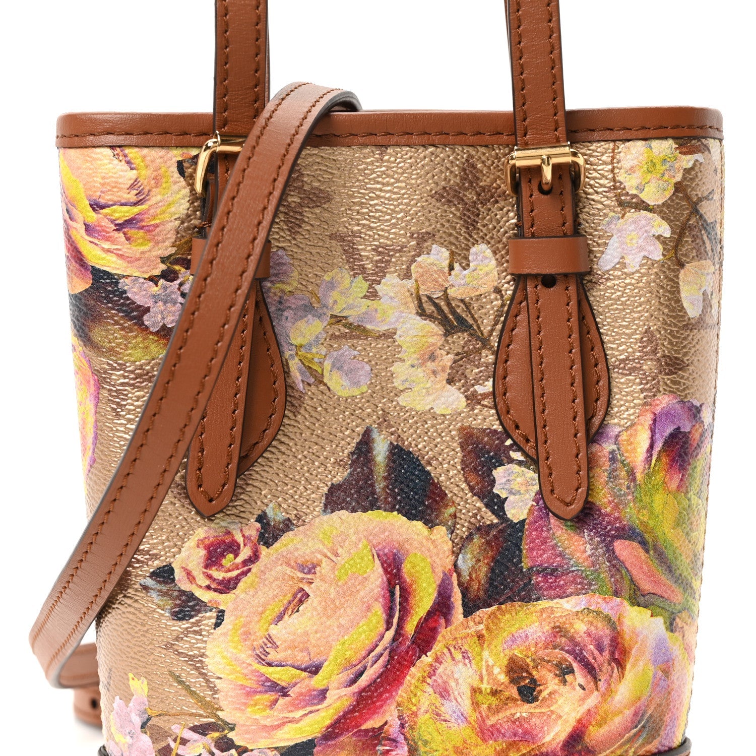 Metallic Monogram LV Garden Nano Bucket Bag Gold