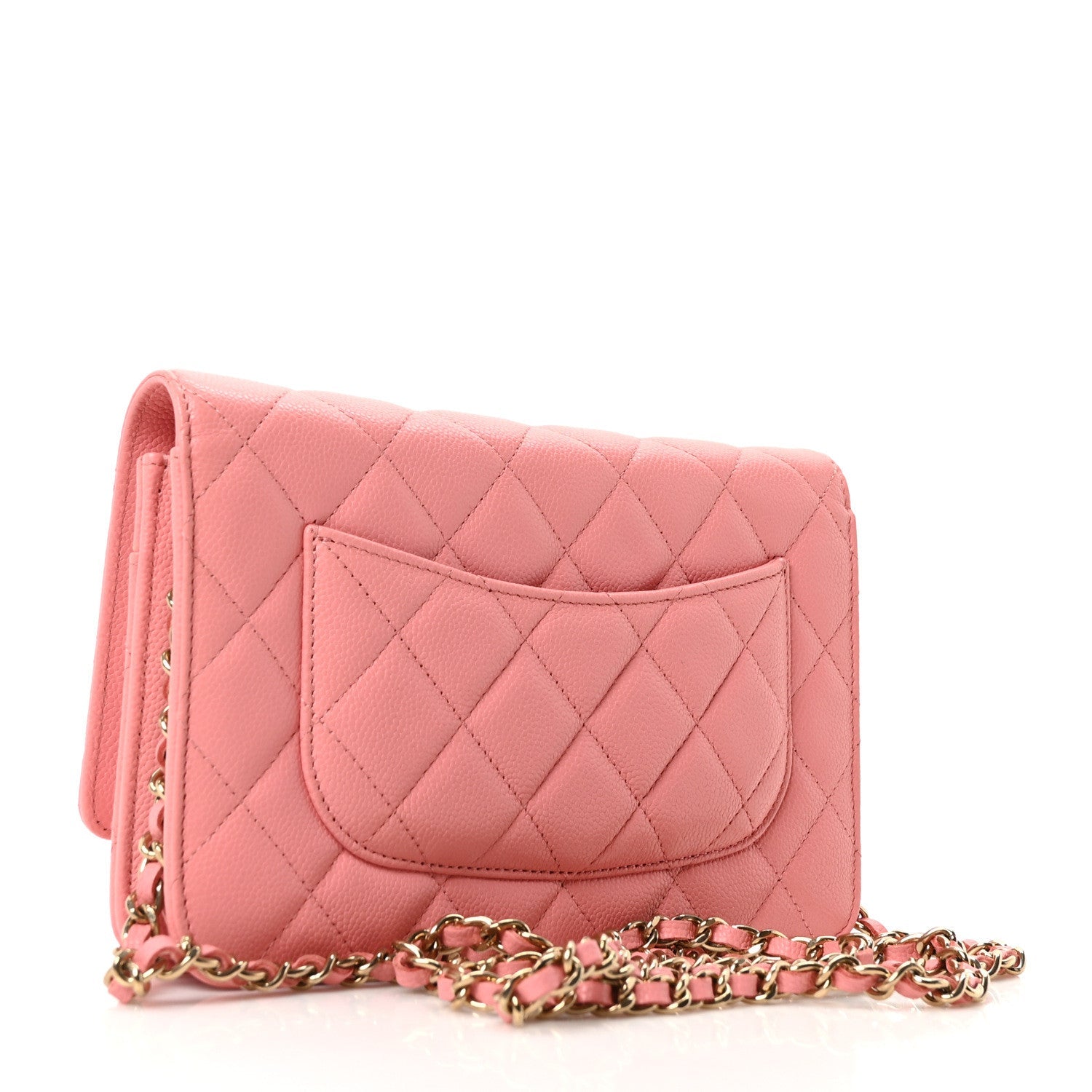 Caviar Quilted Wallet on Chain WOC Pink