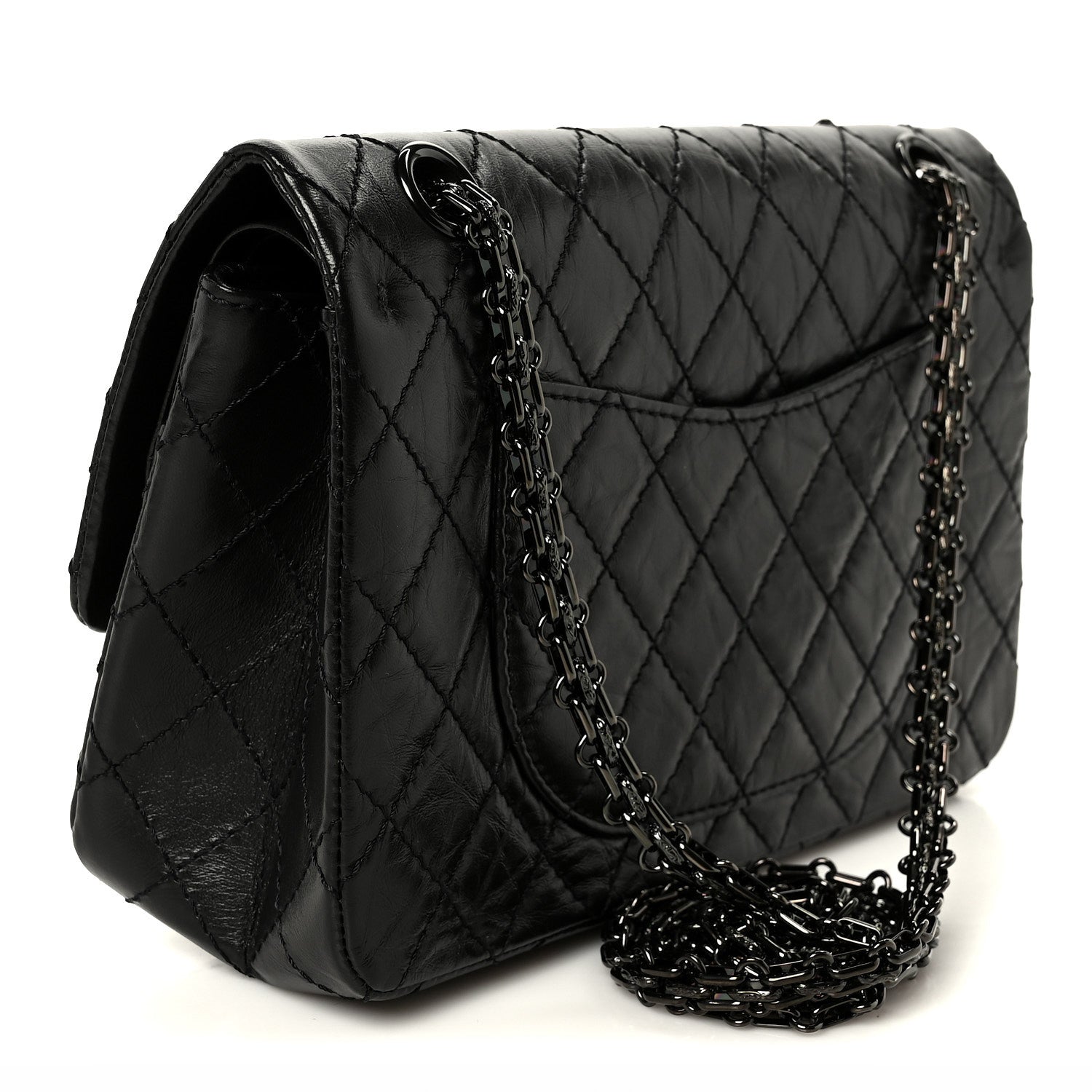 Aged Calfskin Quilted 2.55 Reissue 225 Flap So Black