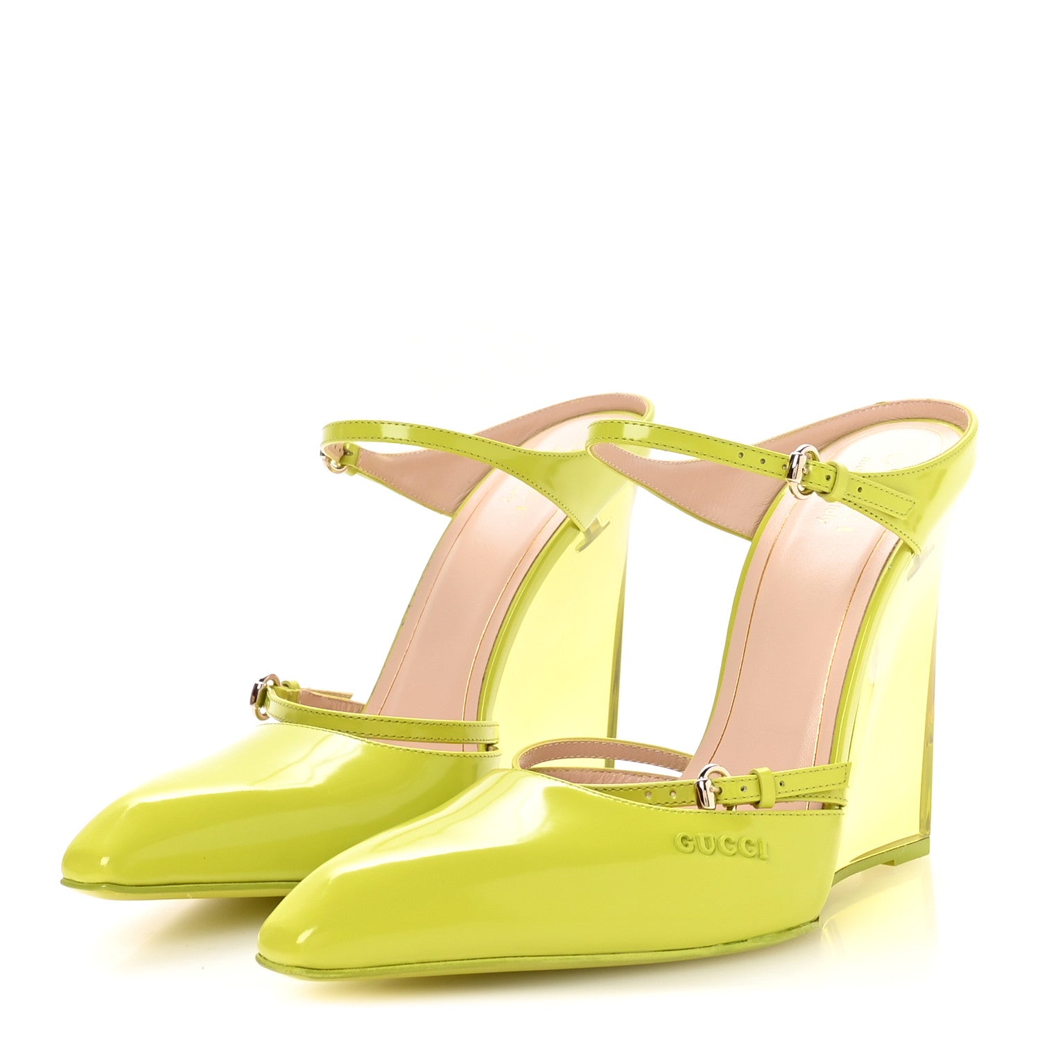 Regent Calfskin Lucite Wedge 110 Mules 39 Firefly