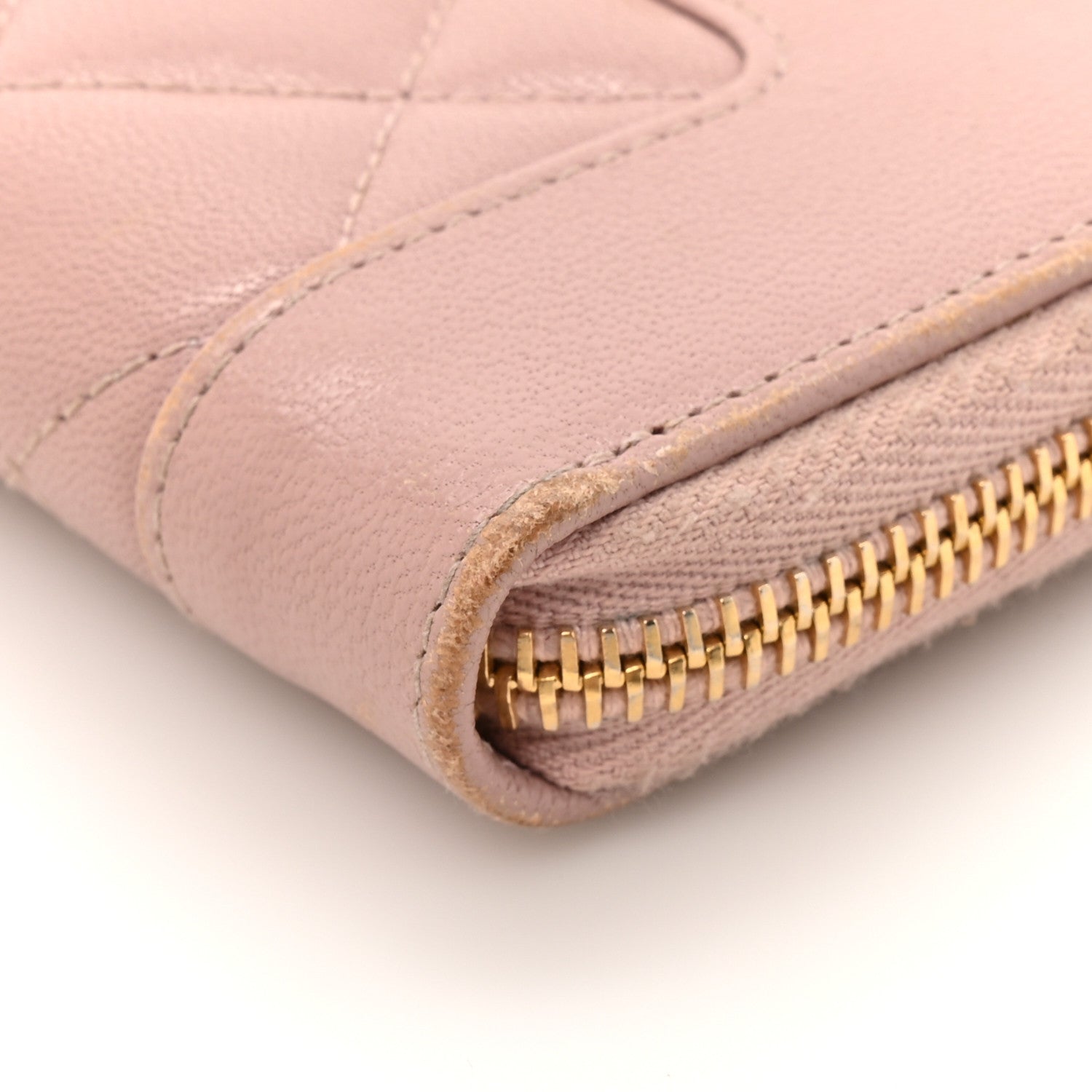 Sheepskin Quilted Vintage Mademoiselle Zip Coin Purse Pink