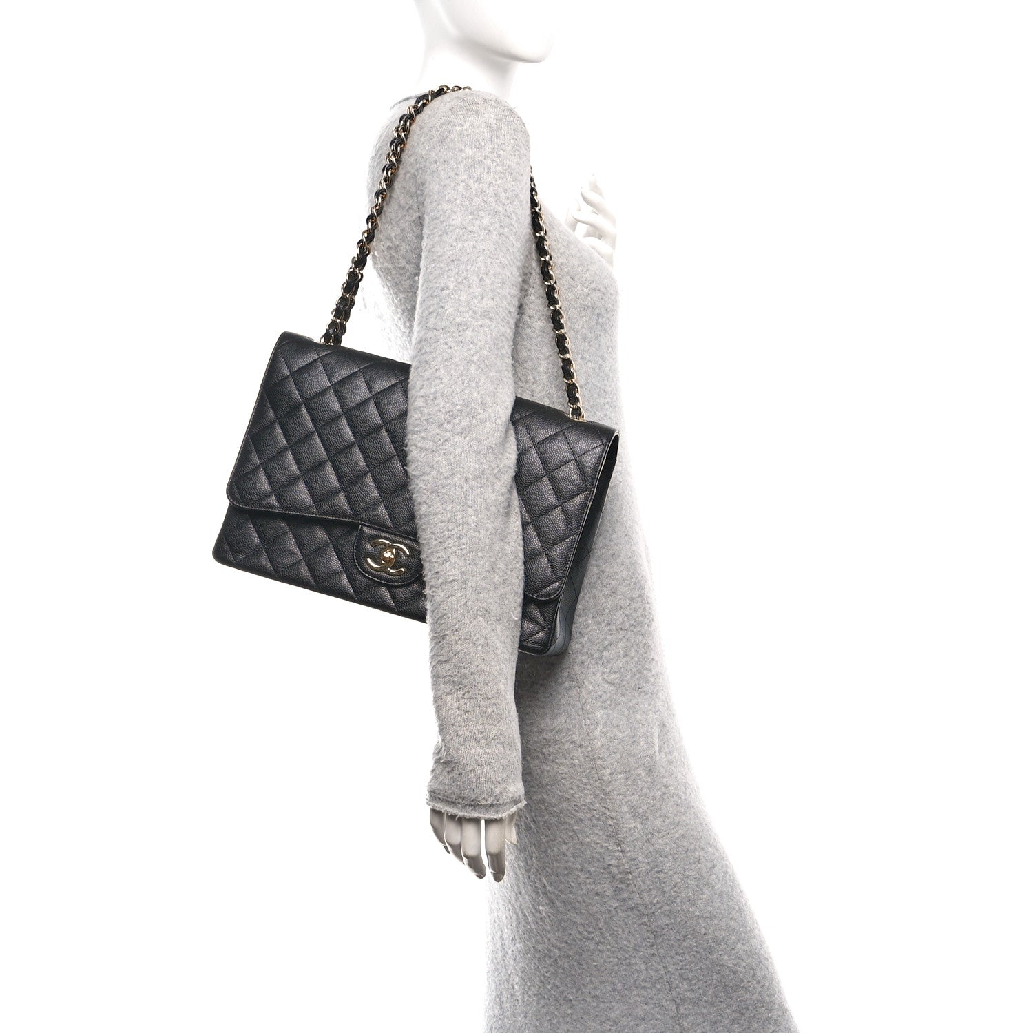 Caviar Quilted Maxi Double Flap Black