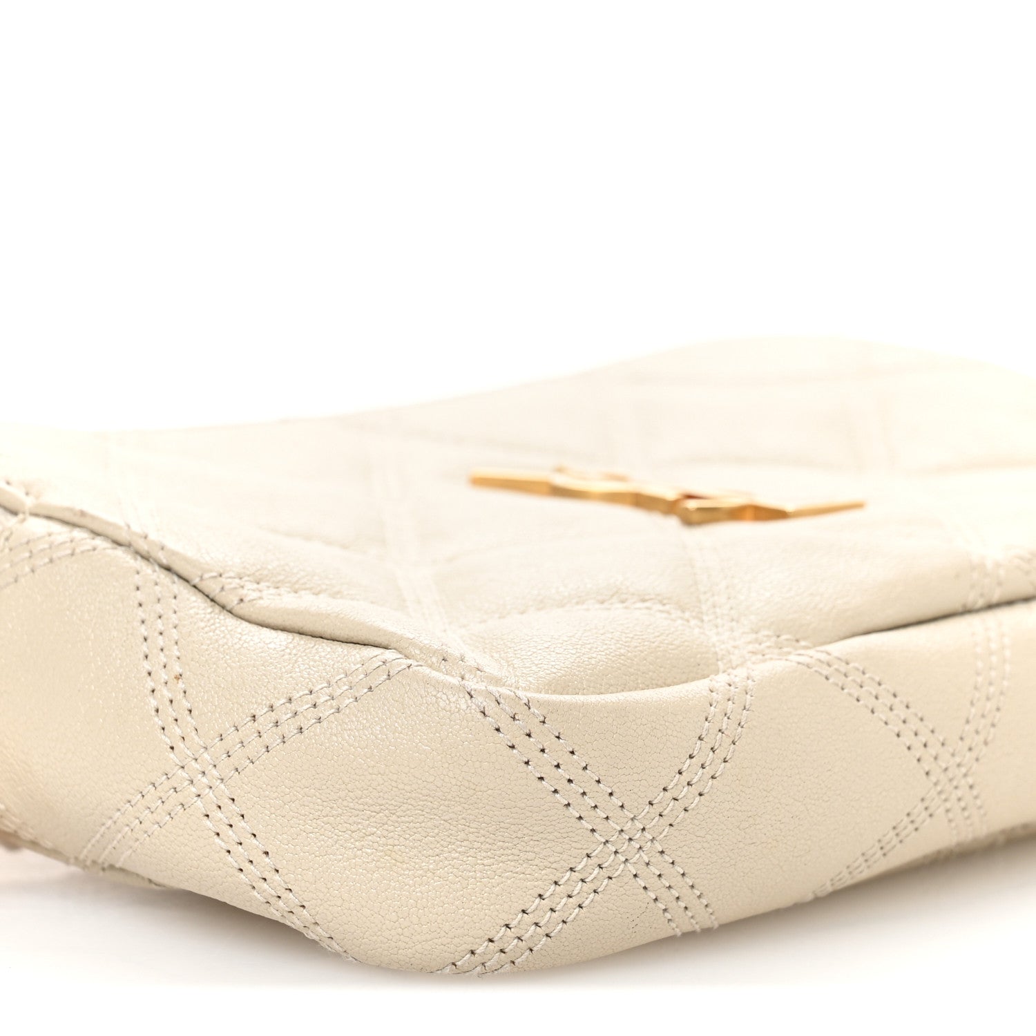 Grained Lambskin Quilted Mini Becky Double Zip Bag Vintage White